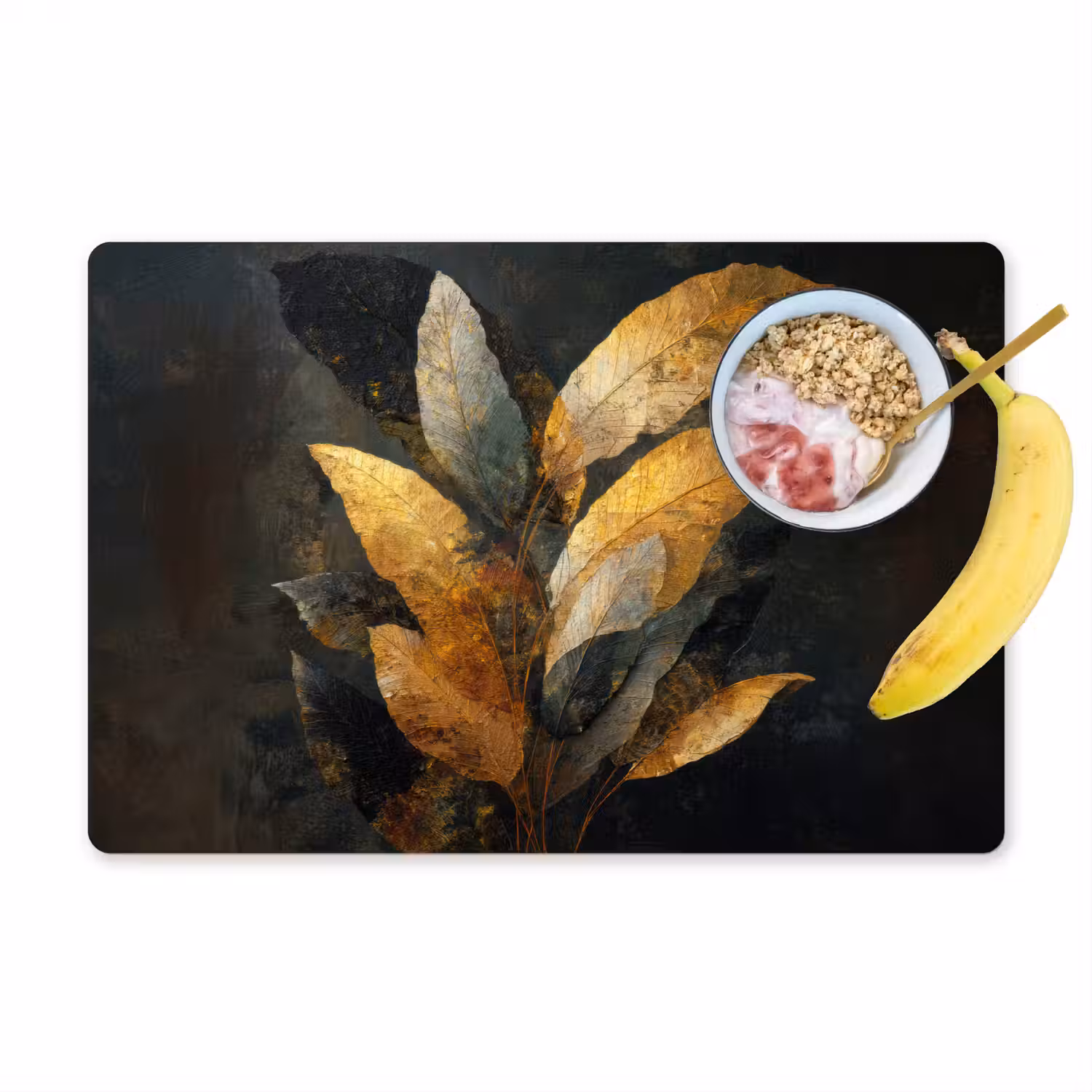 Gouden Bladcompositie – Botanische Luxe Placemat vinyl groot -zzzproduct_Kitchenyeah-website