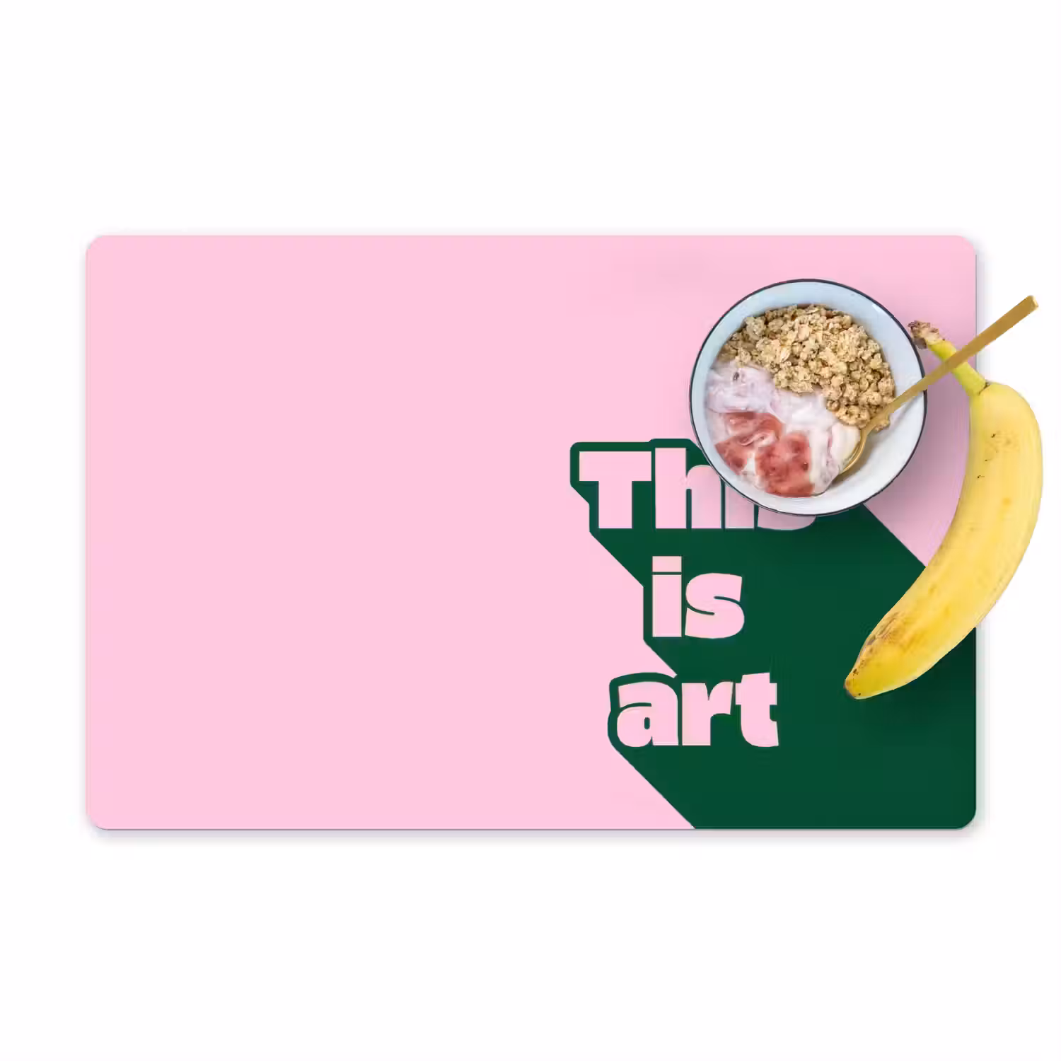 Groen - Teskt - This is art - Roze Placemat vinyl groot -zzzproduct_Kitchenyeah-website