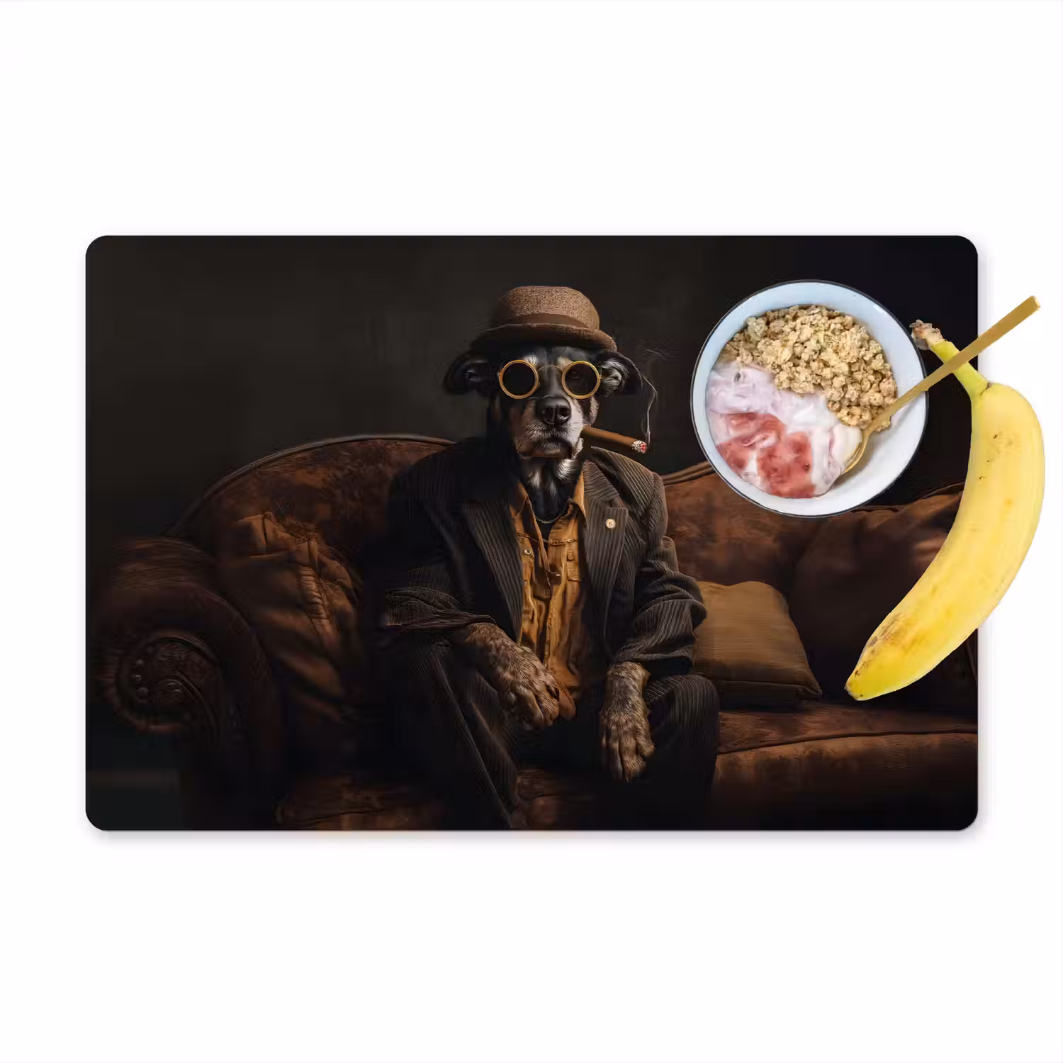 Hond - Sigaar - Hoed - Pak Placemat vinyl groot -zzzproduct_Kitchenyeah-website