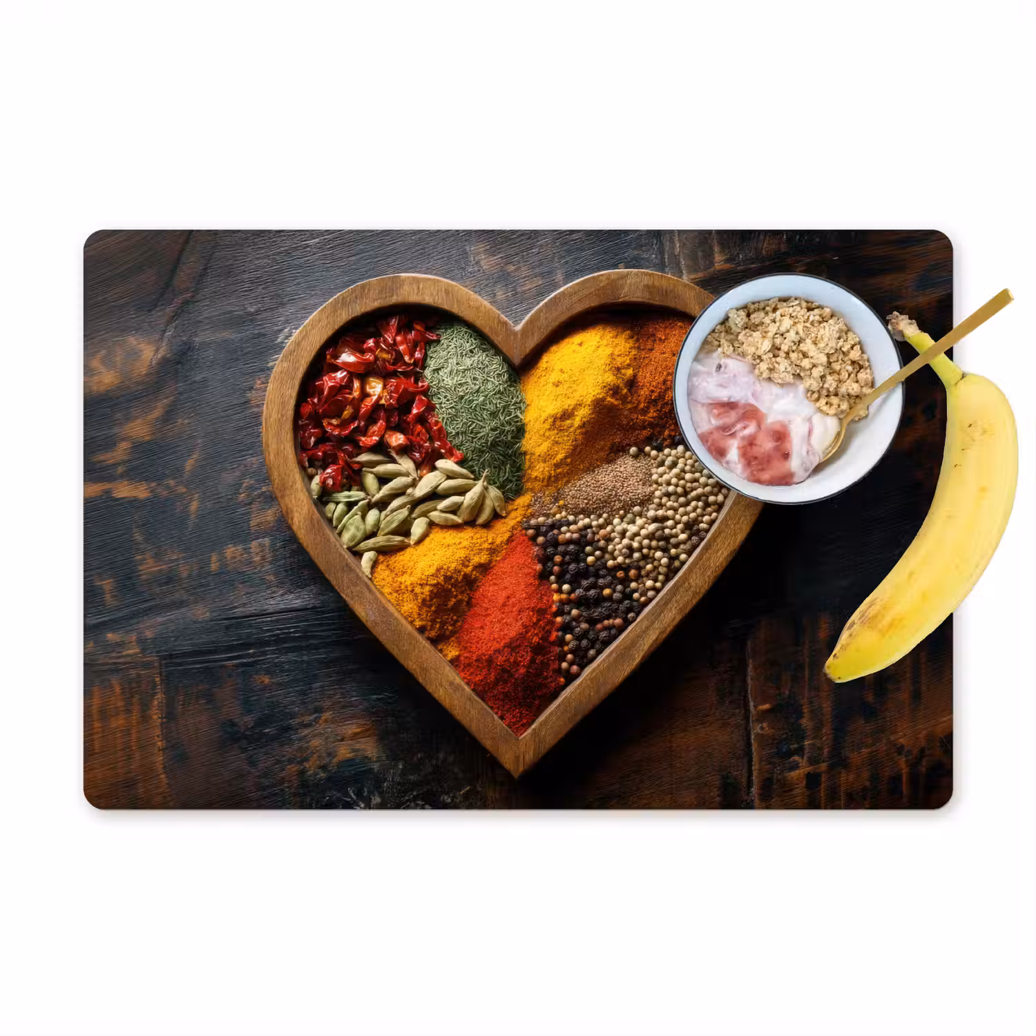 Houten - Hart - Kleurrijke - Specerijen Placemat vinyl groot -zzzproduct_Kitchenyeah-website
