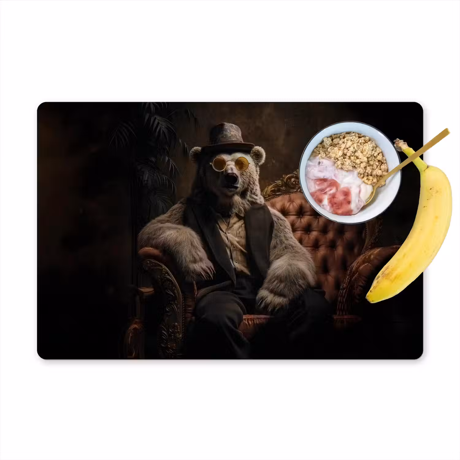 Ijsbeer - Hoed - Bril - Stoel Placemat vinyl groot -zzzproduct_Kitchenyeah-website