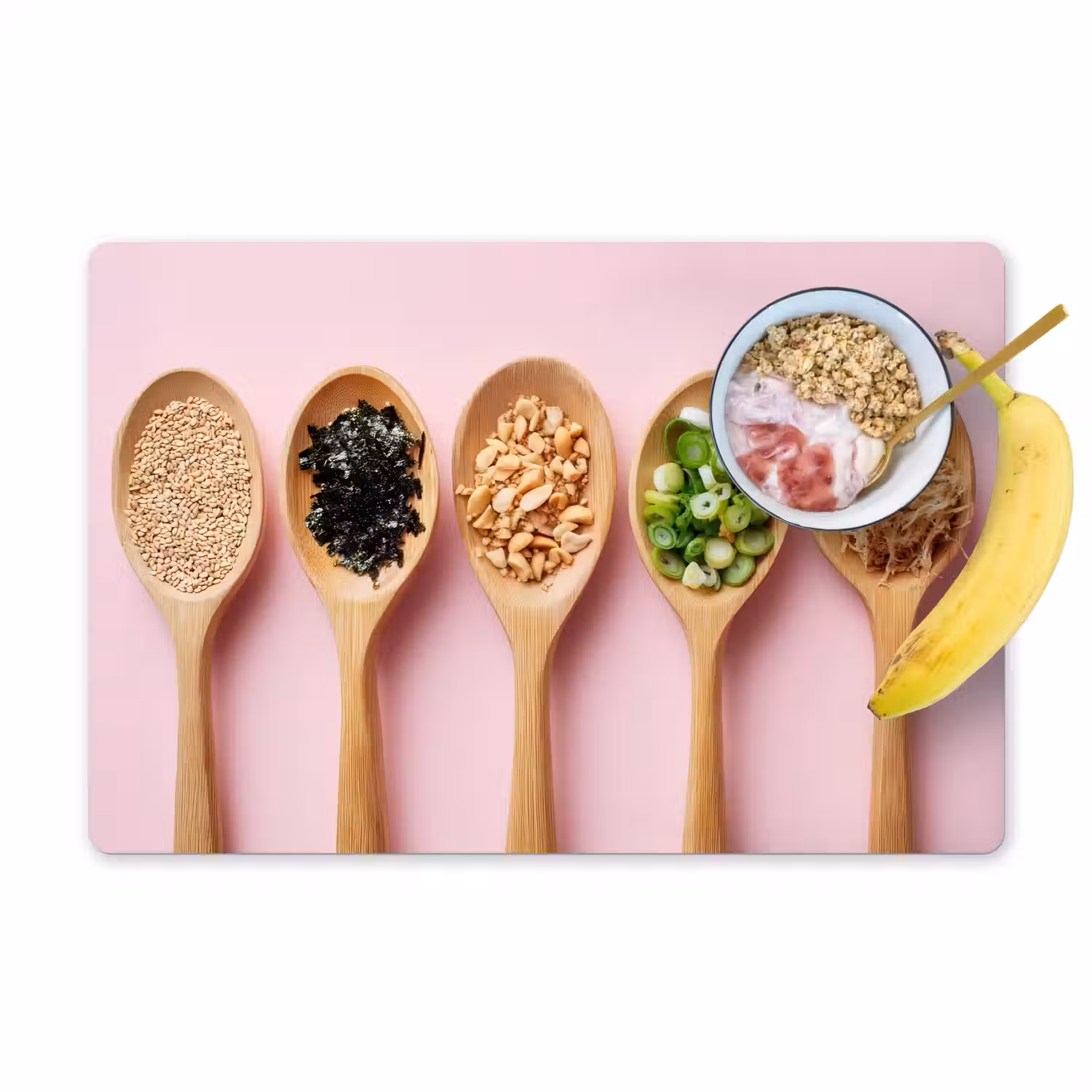 Ingrediënten - Lepels - Hout - Roze Placemat vinyl groot -zzzproduct_Kitchenyeah-website