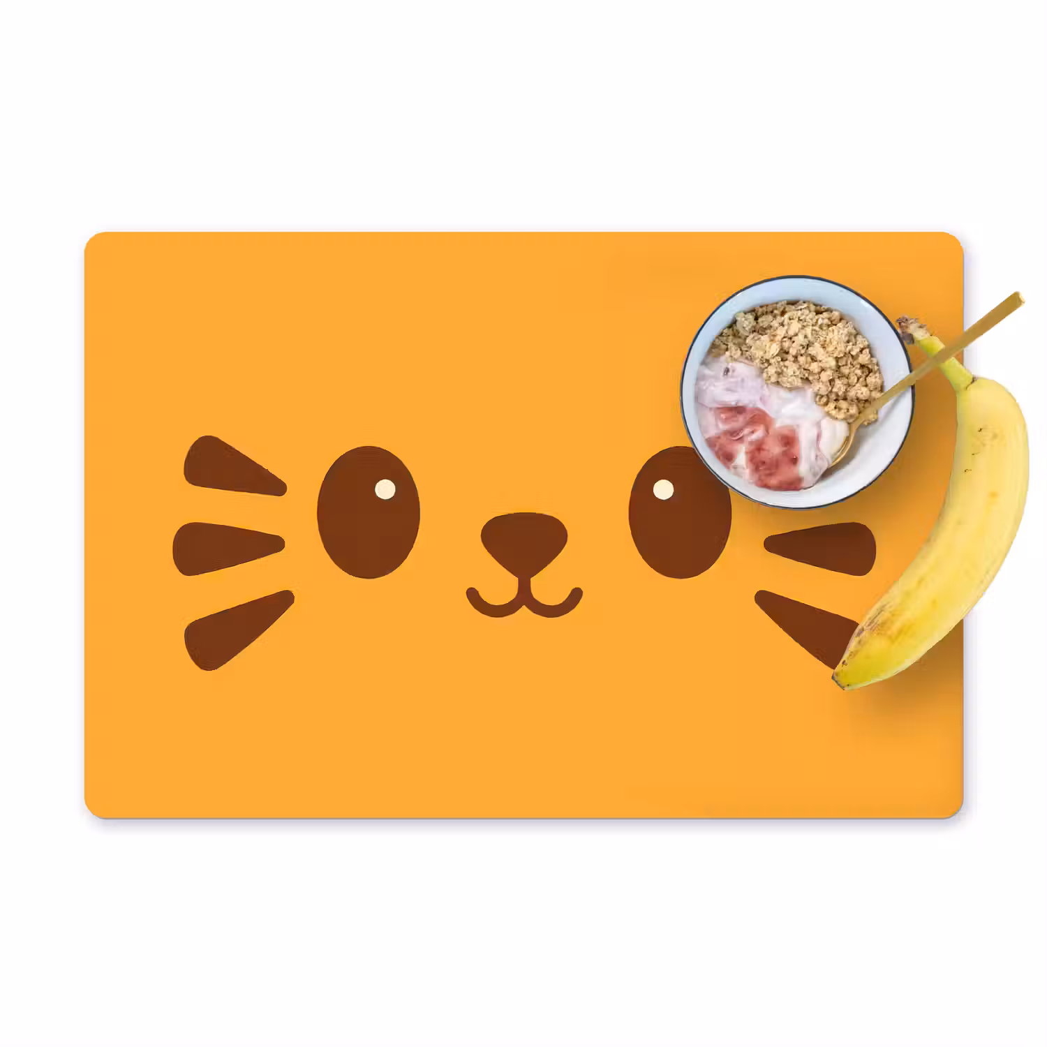 Kat - Simplistisch - Oranje - Vrolijk Placemat vinyl groot -zzzproduct_Kitchenyeah-website