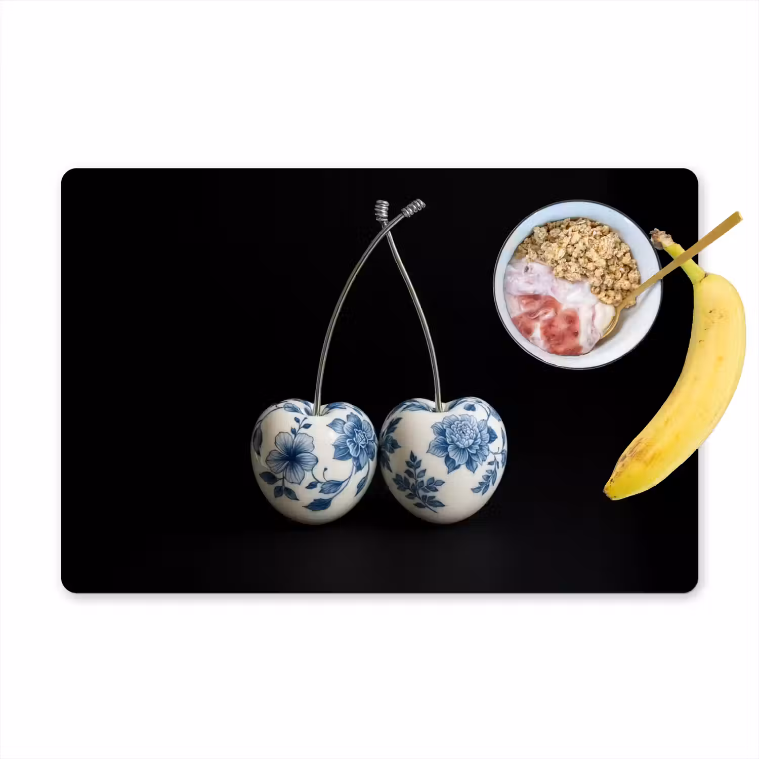 Kersen - Delfts blauw - Fruit Placemat vinyl groot -zzzproduct_Kitchenyeah-website