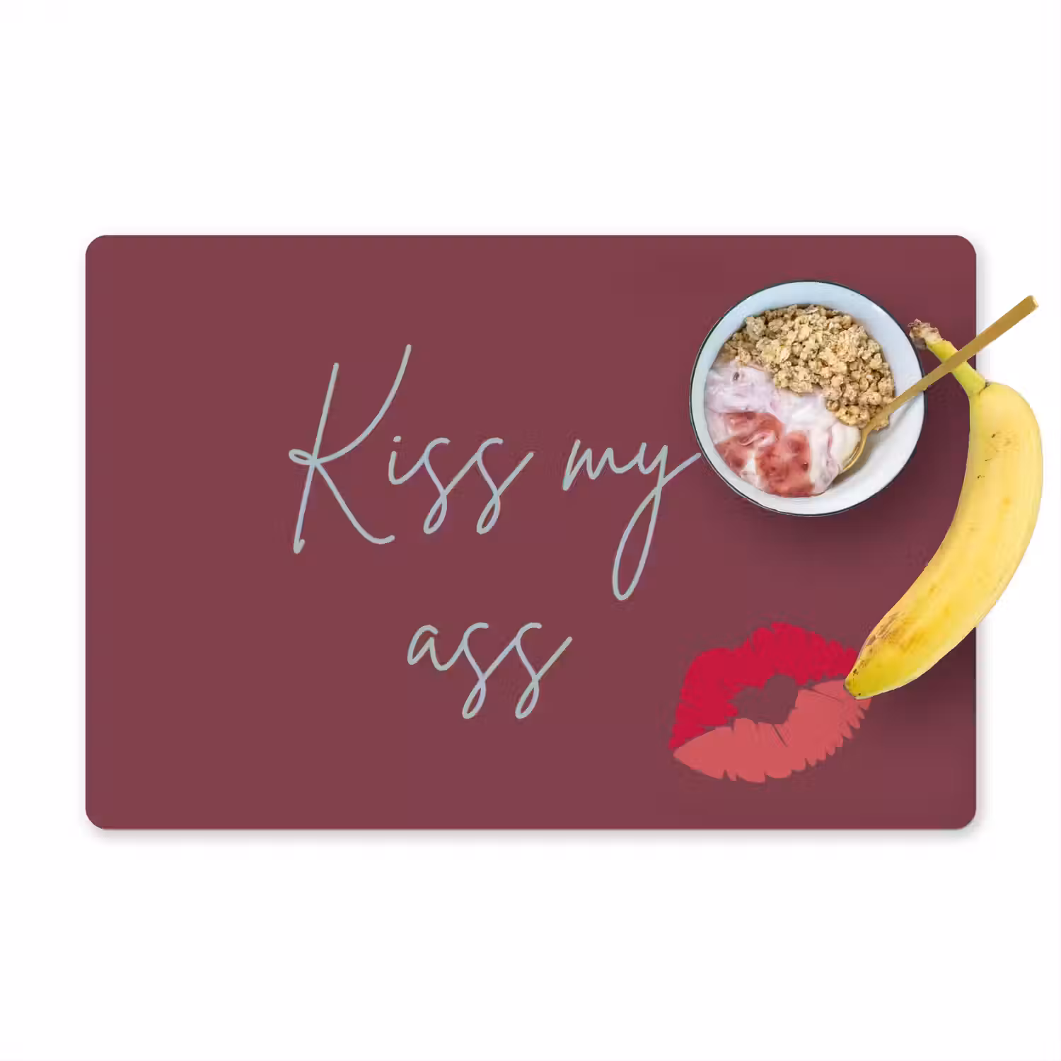 Kiss my ass - Lip - Bordeaux Placemat vinyl groot -zzzproduct_Kitchenyeah-website