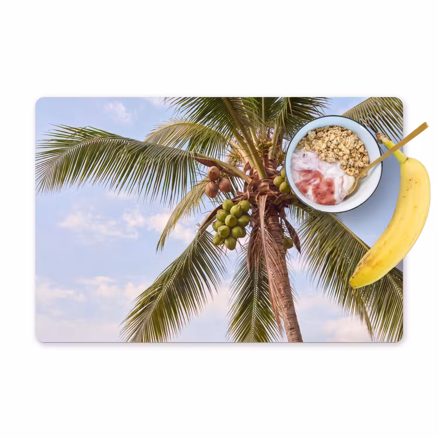 Kokosnoot - Boom - Tropisch - Natuur - Groen Placemat vinyl groot -zzzproduct_Kitchenyeah-website