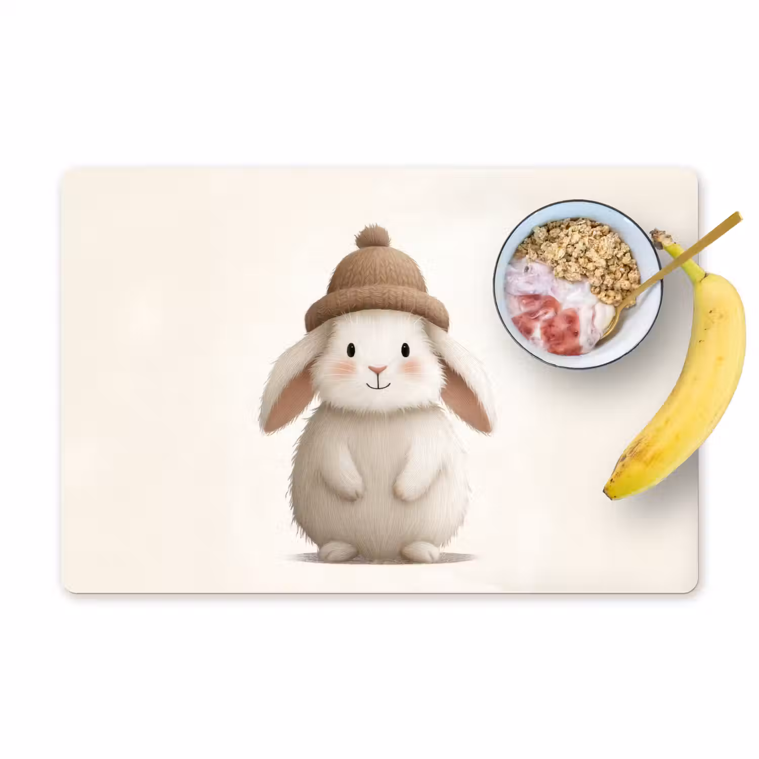 Konijn - Muts - Oren - Beige Placemat vinyl groot -zzzproduct_Kitchenyeah-website
