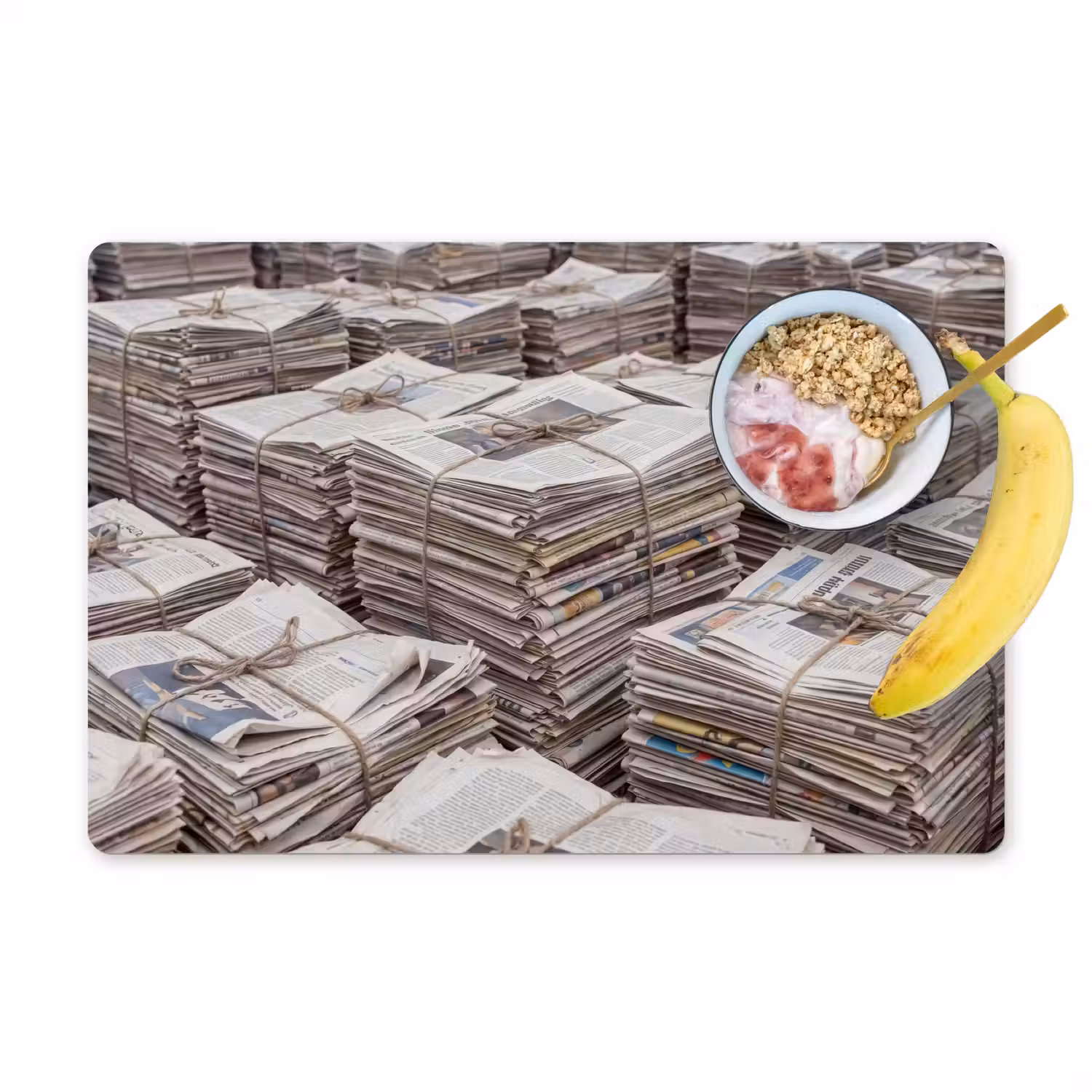 Kranten - Stapels - Touw - Informatie - Vintage Placemat vinyl groot -zzzproduct_Kitchenyeah-website