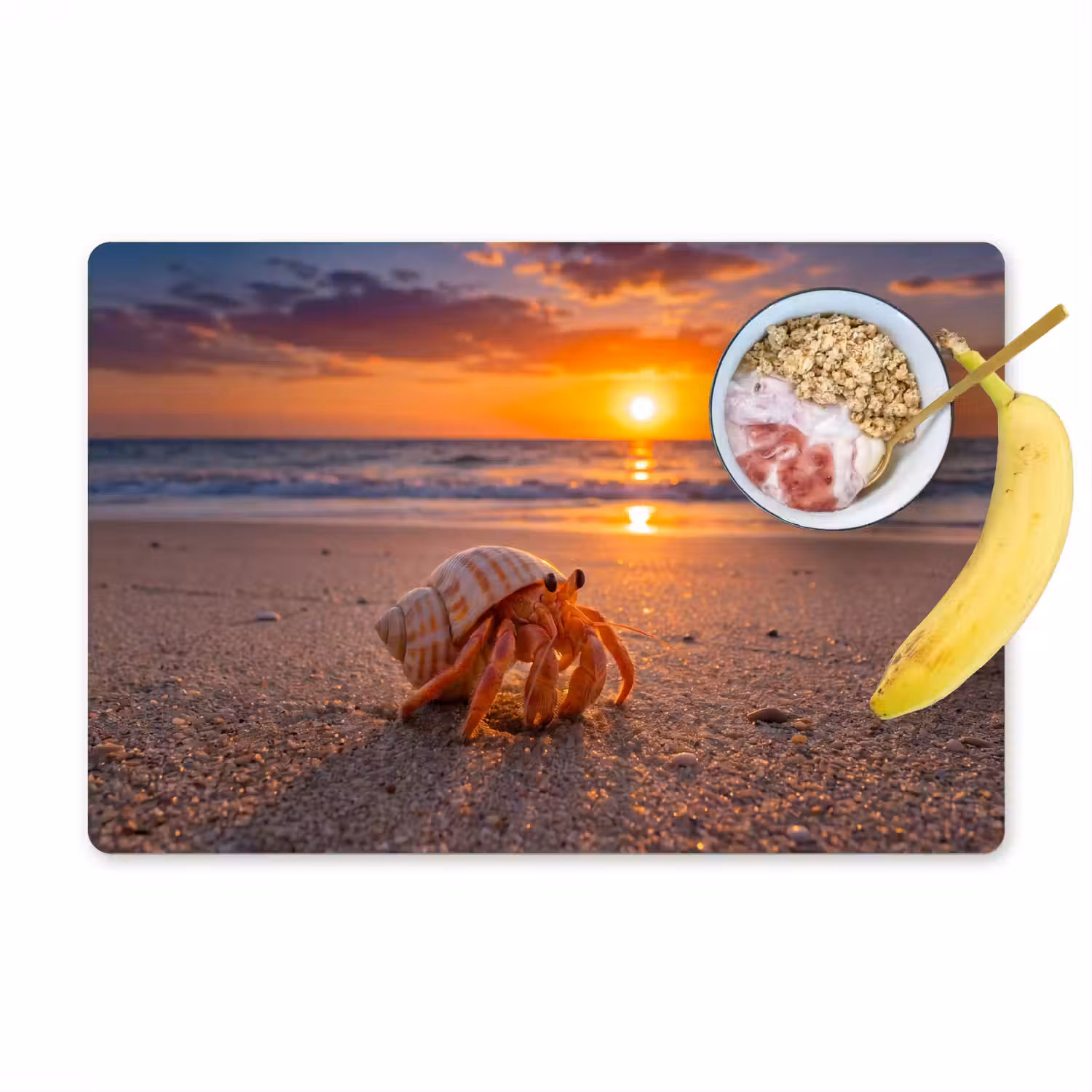 Kreeft - Strand - Natuur - Zonsondergang - Oranje Placemat vinyl groot -zzzproduct_Kitchenyeah-website