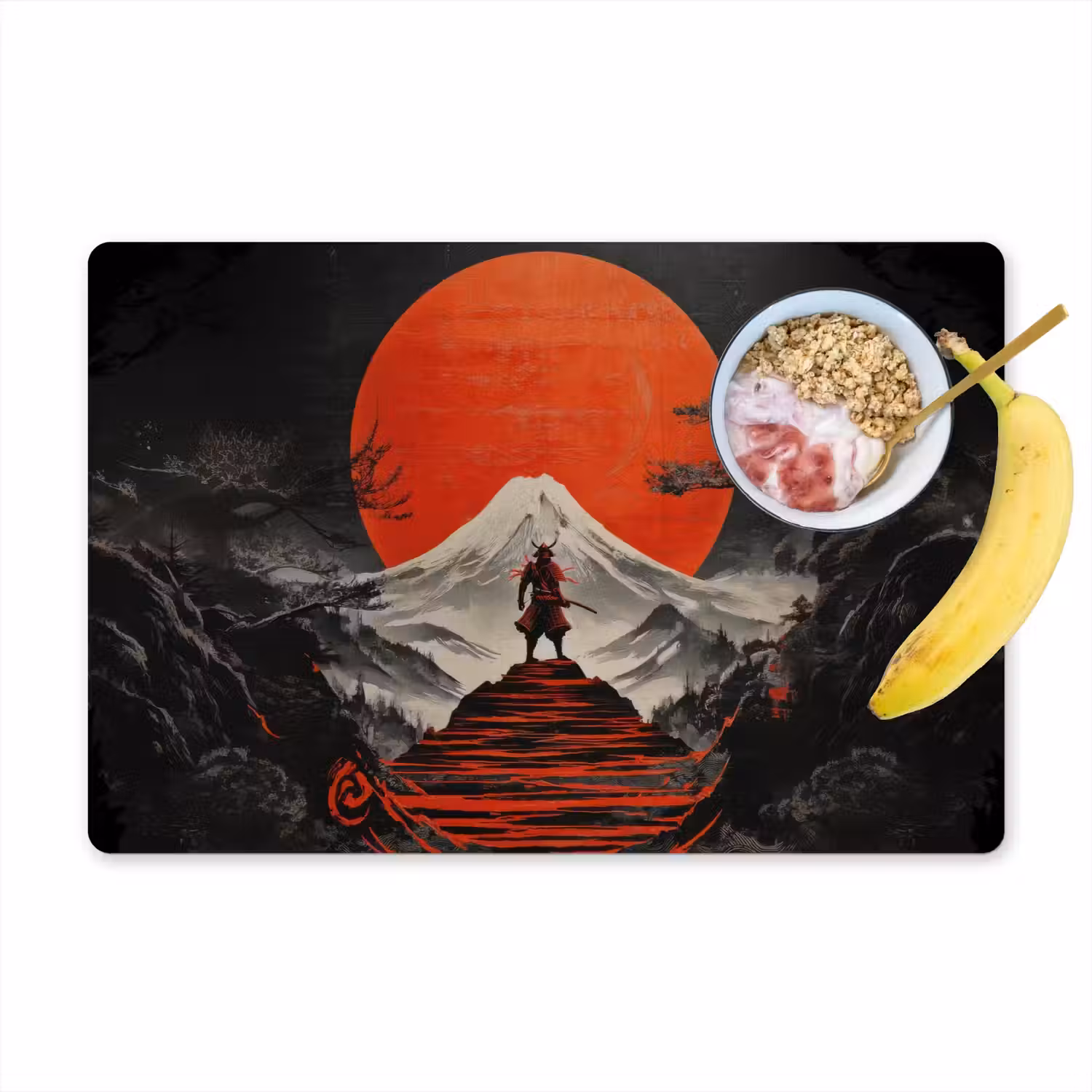 Krijger - Rode trappen - Zon - Berg Placemat vinyl groot -zzzproduct_Kitchenyeah-website