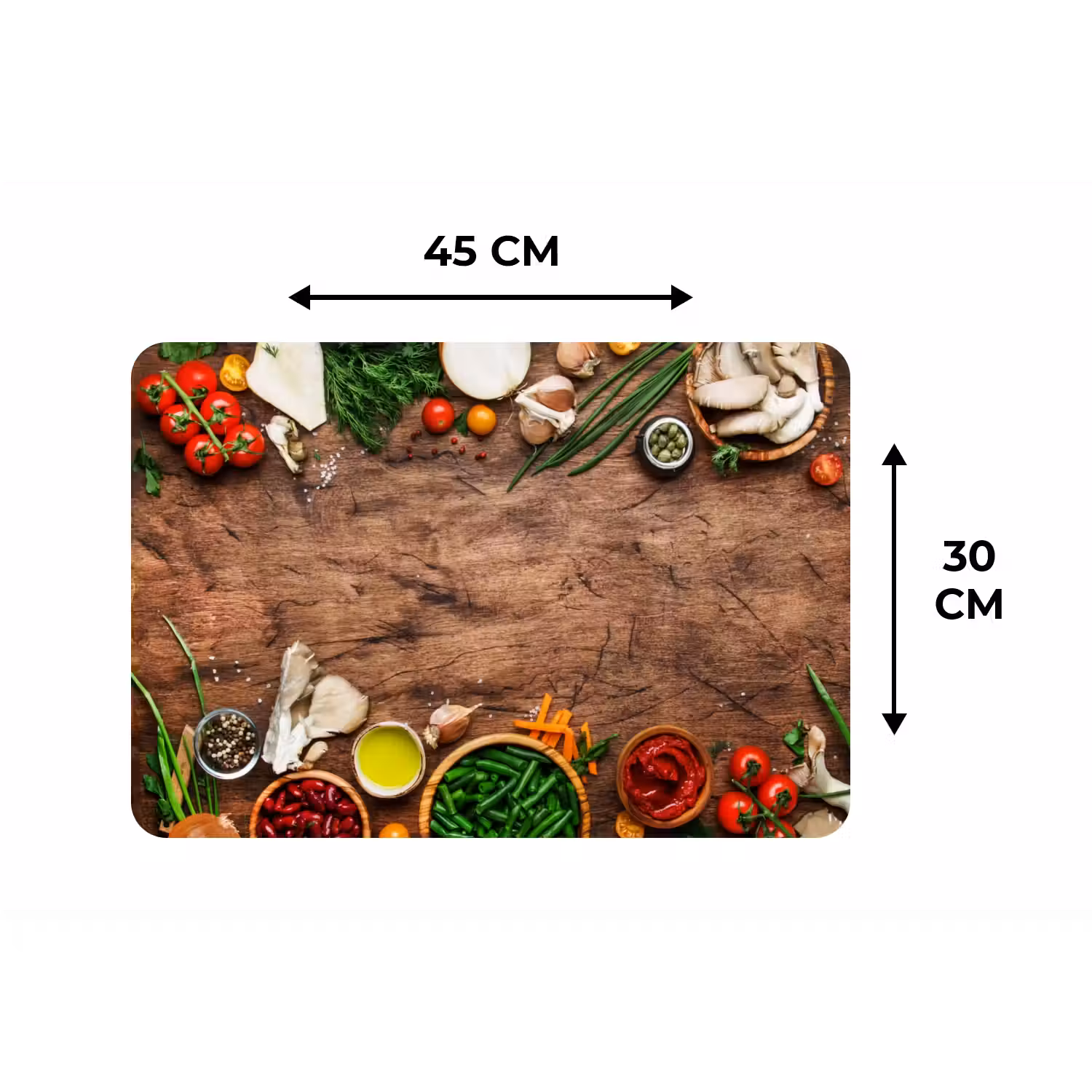 Kruiden - Groente - Rustiek Placemat vinyl groot -specs