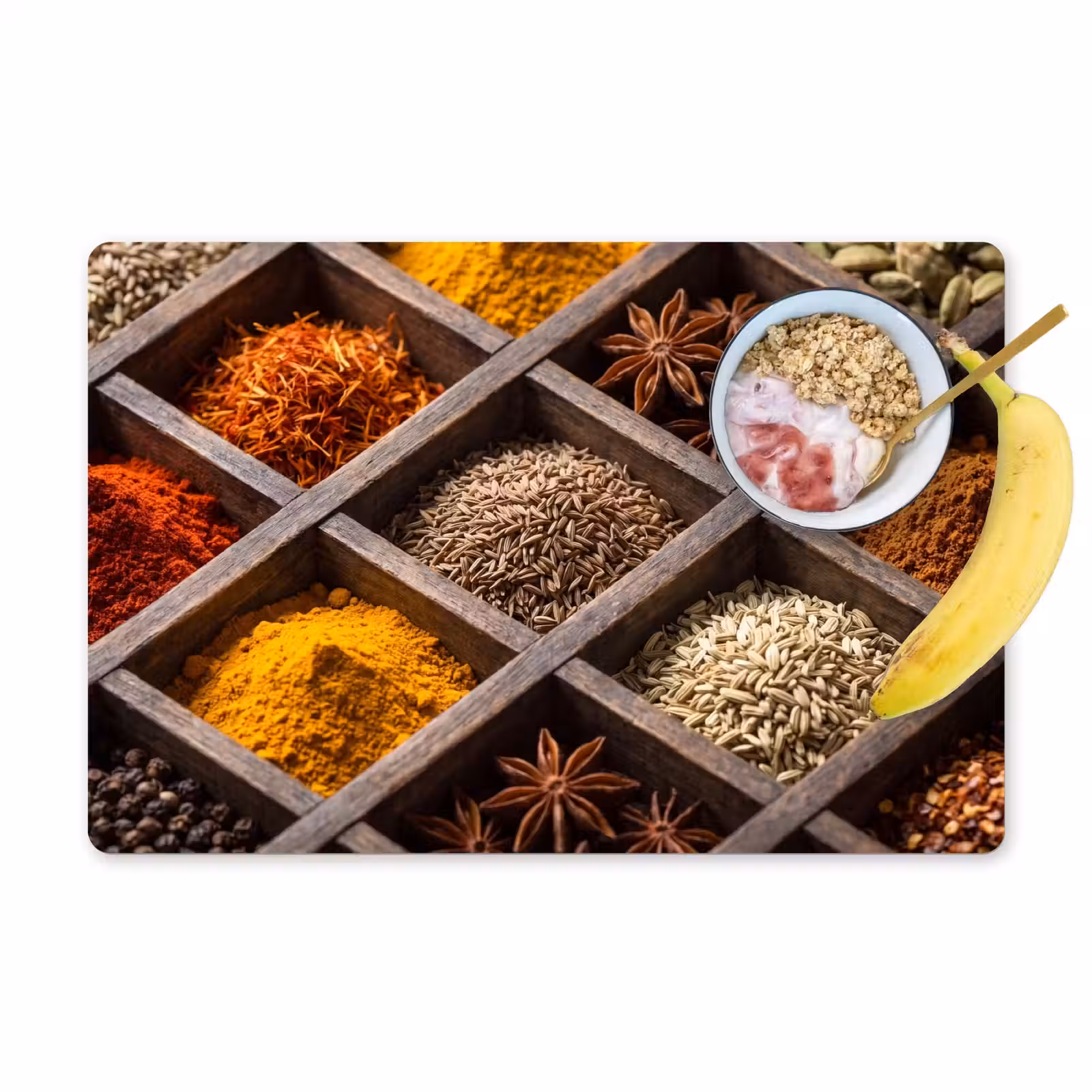 Placemat - 6 stuks - Kruiden - Houten - Eten - Kruiden - Houten - Eten Placemat vinyl groot