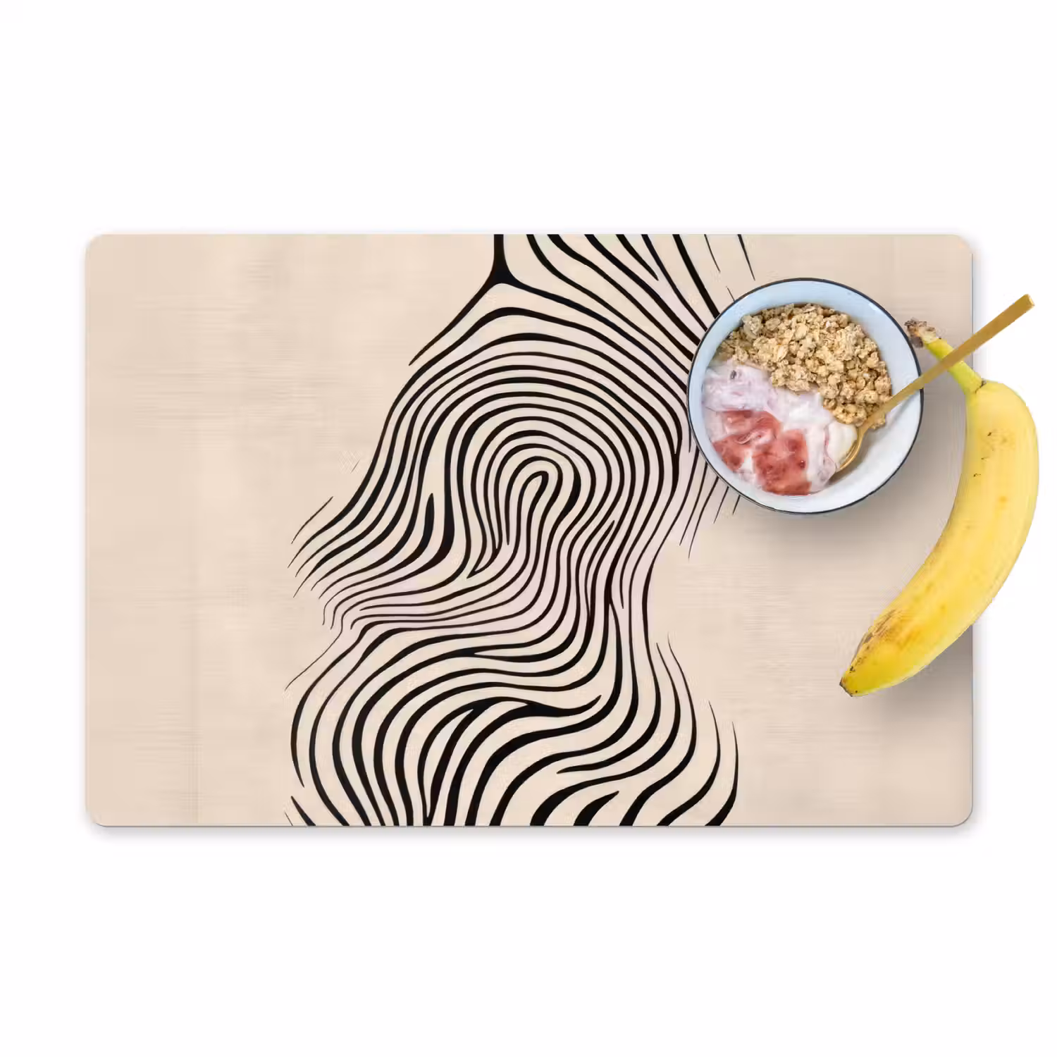 Lijnen - Abstract - Golvend - Zwart Placemat vinyl groot -zzzproduct_Kitchenyeah-website