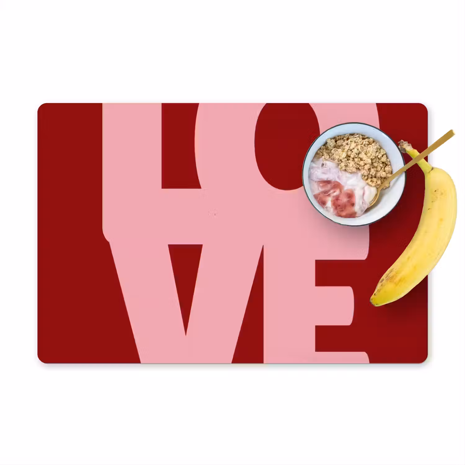 Love - Rood - Blokletters Placemat vinyl groot -zzzproduct_Kitchenyeah-website