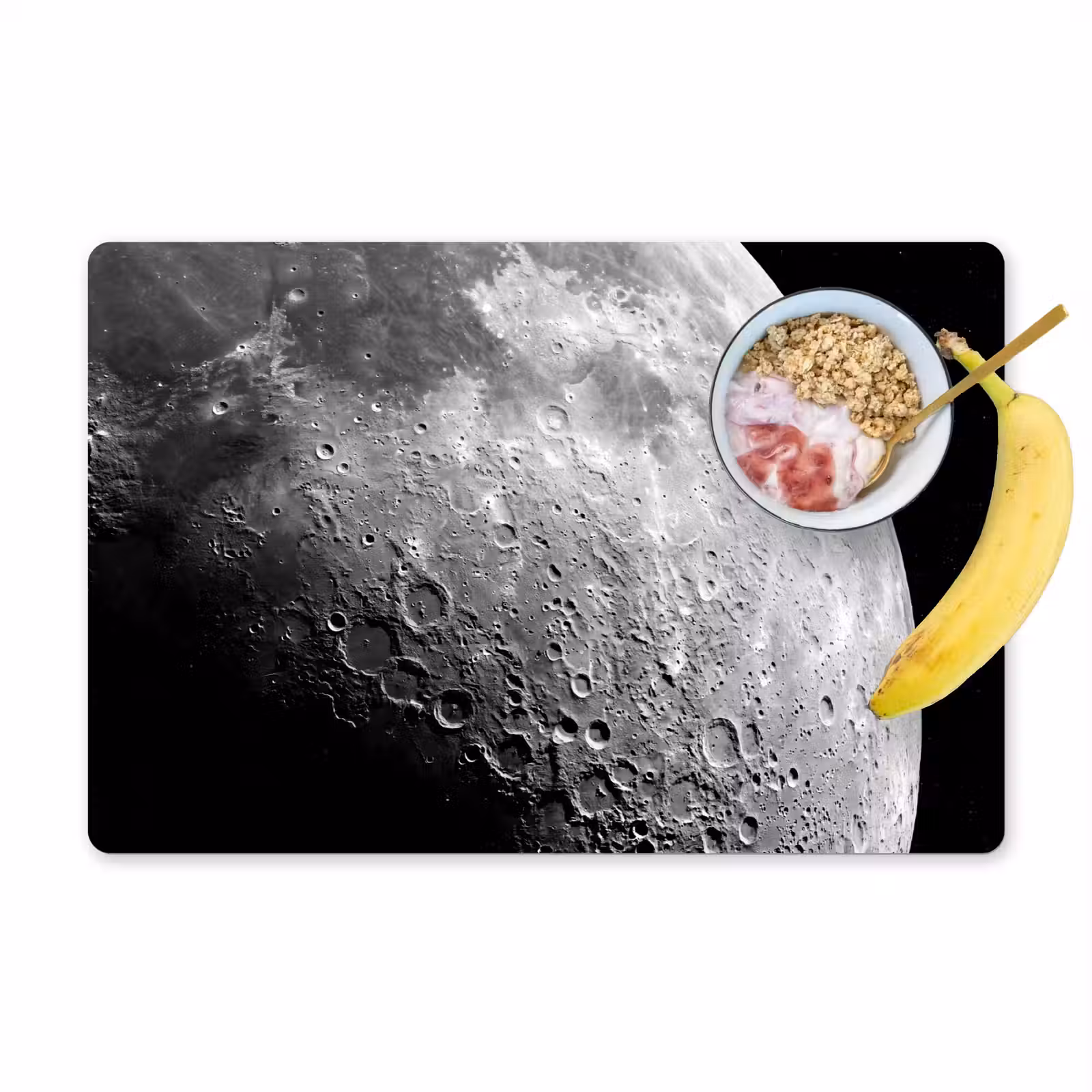 Placemat - 6 stuks - Maan - Kraters - Ruimte - Maan - Kraters - Ruimte Placemat vinyl groot