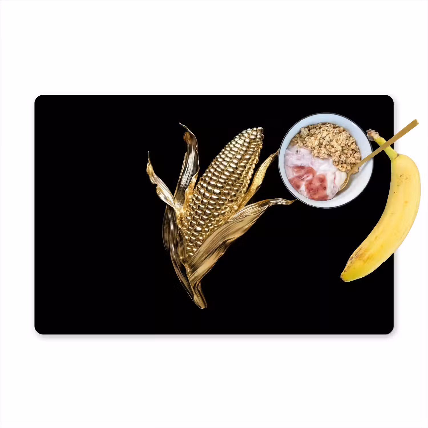 Mais - Eten - Goud - Zwart Placemat vinyl groot -zzzproduct_Kitchenyeah-website