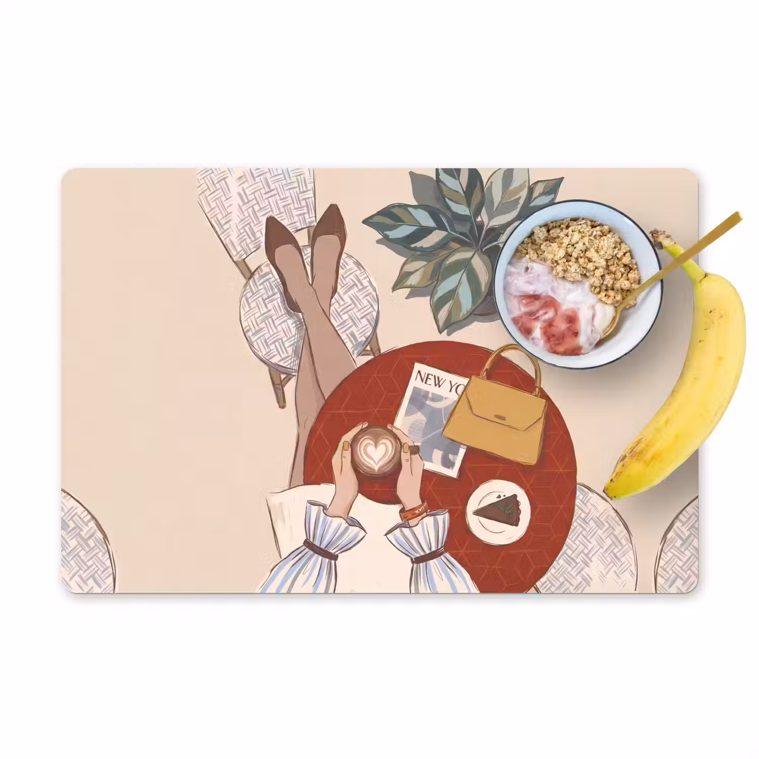 Mensen - Cafe - Koffie - Stadsleven - Modern Placemat vinyl groot -zzzproduct_Kitchenyeah-website