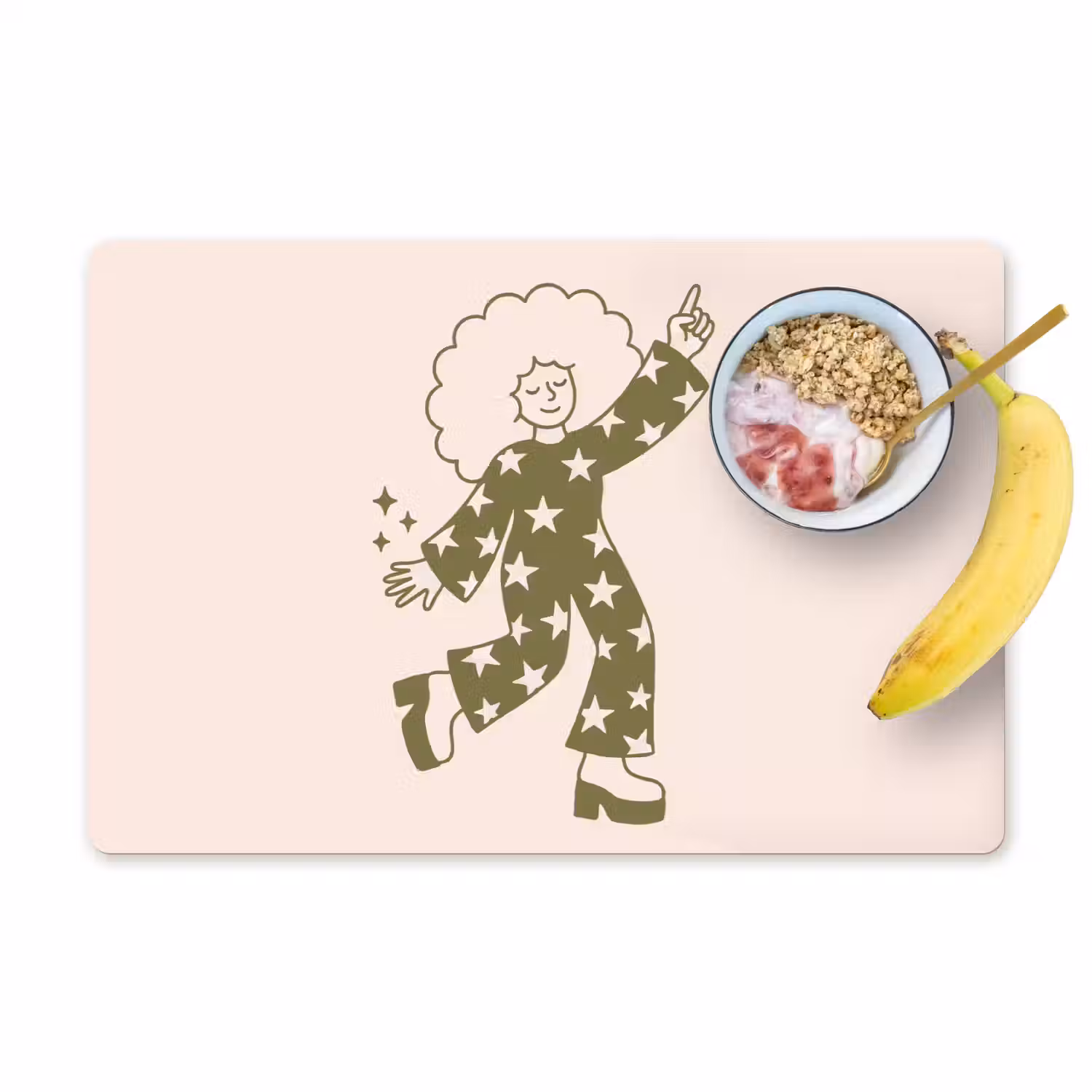 Mensen - Dansend - Feest - Vintage - Groen Placemat vinyl groot -zzzproduct_Kitchenyeah-website