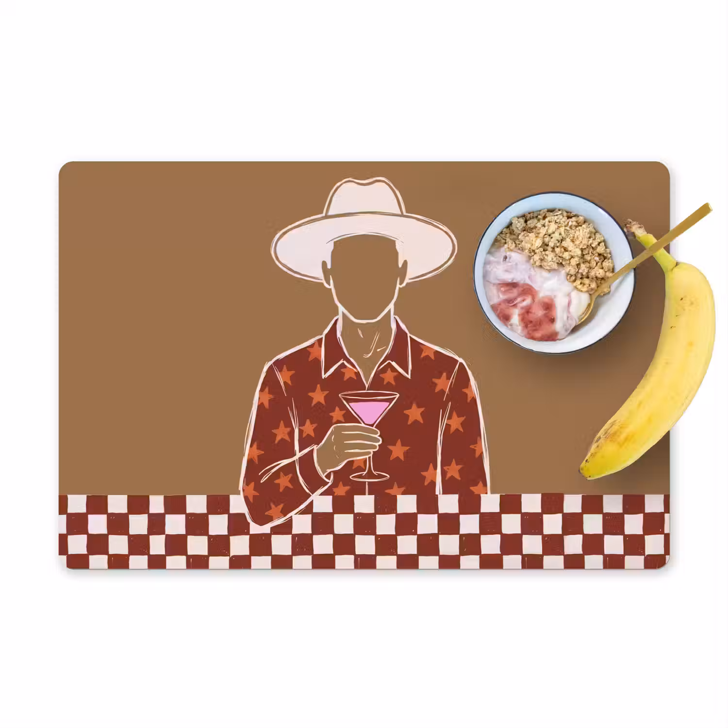 Mensen - Hoed - Cocktail - Abstract - Modern Placemat vinyl groot -zzzproduct_Kitchenyeah-website