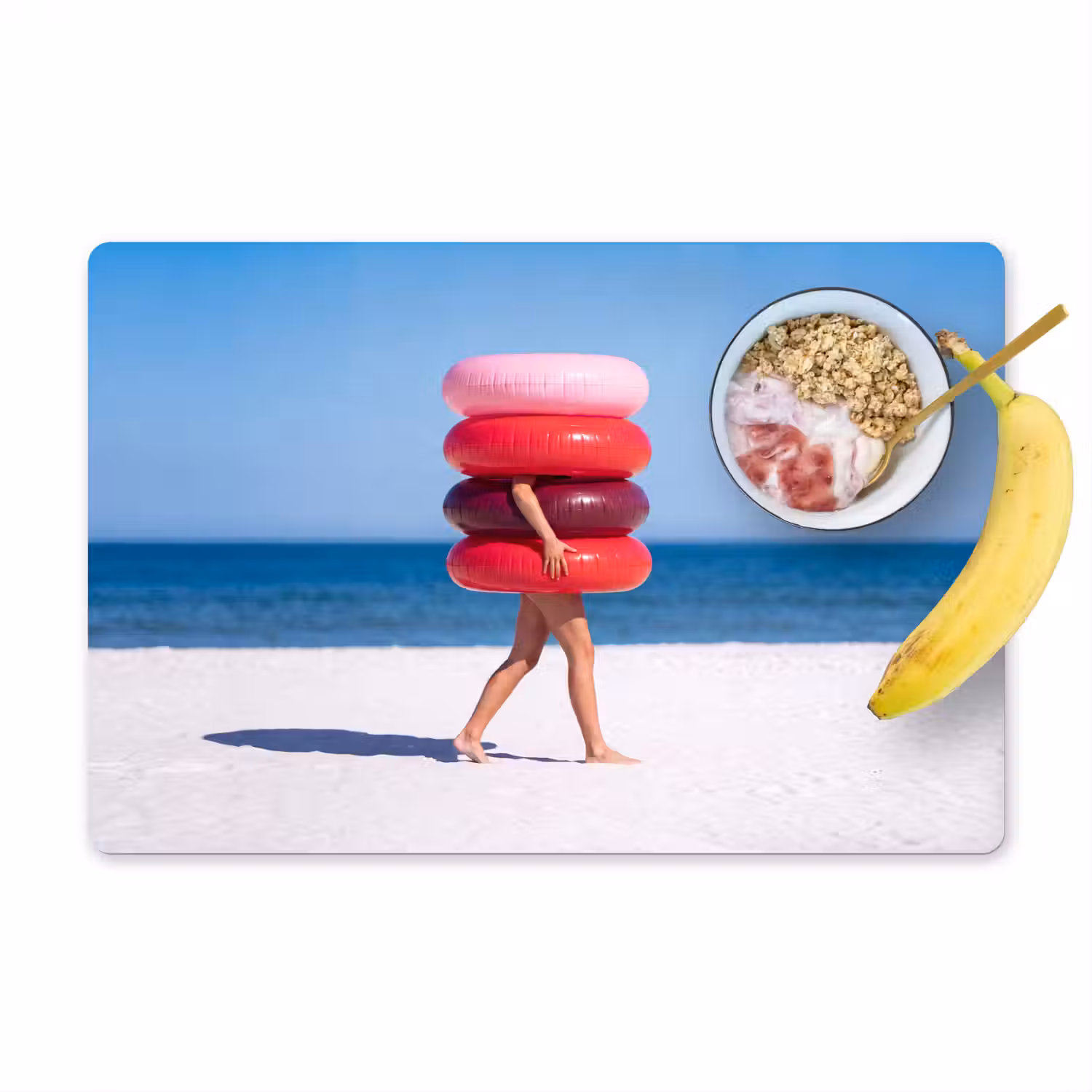 Mensen - Strand - Zomer - Recreatie - Kleurrijk Placemat vinyl groot -zzzproduct_Kitchenyeah-website