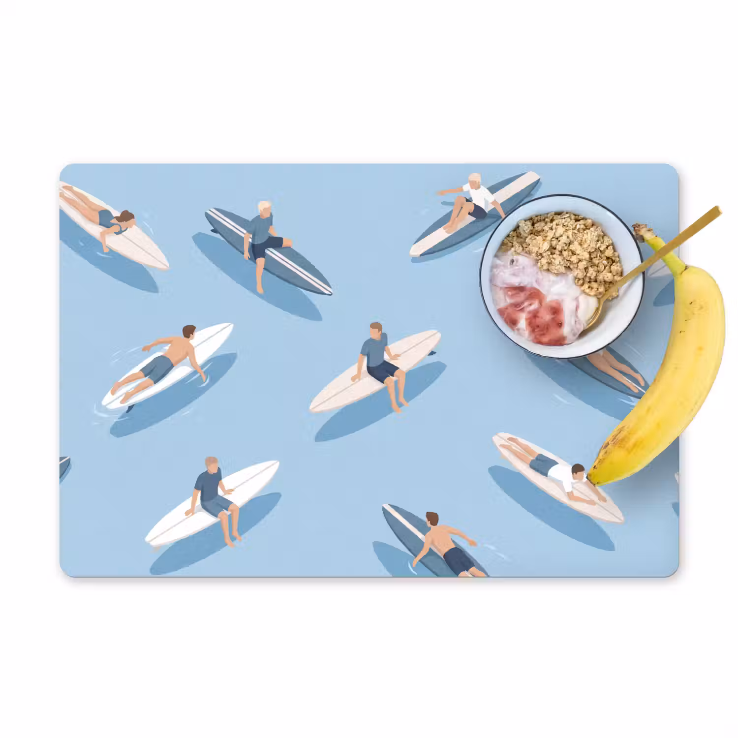 Mensen - Surfen - Water - Zomer - Illustratie Placemat vinyl groot -zzzproduct_Kitchenyeah-website