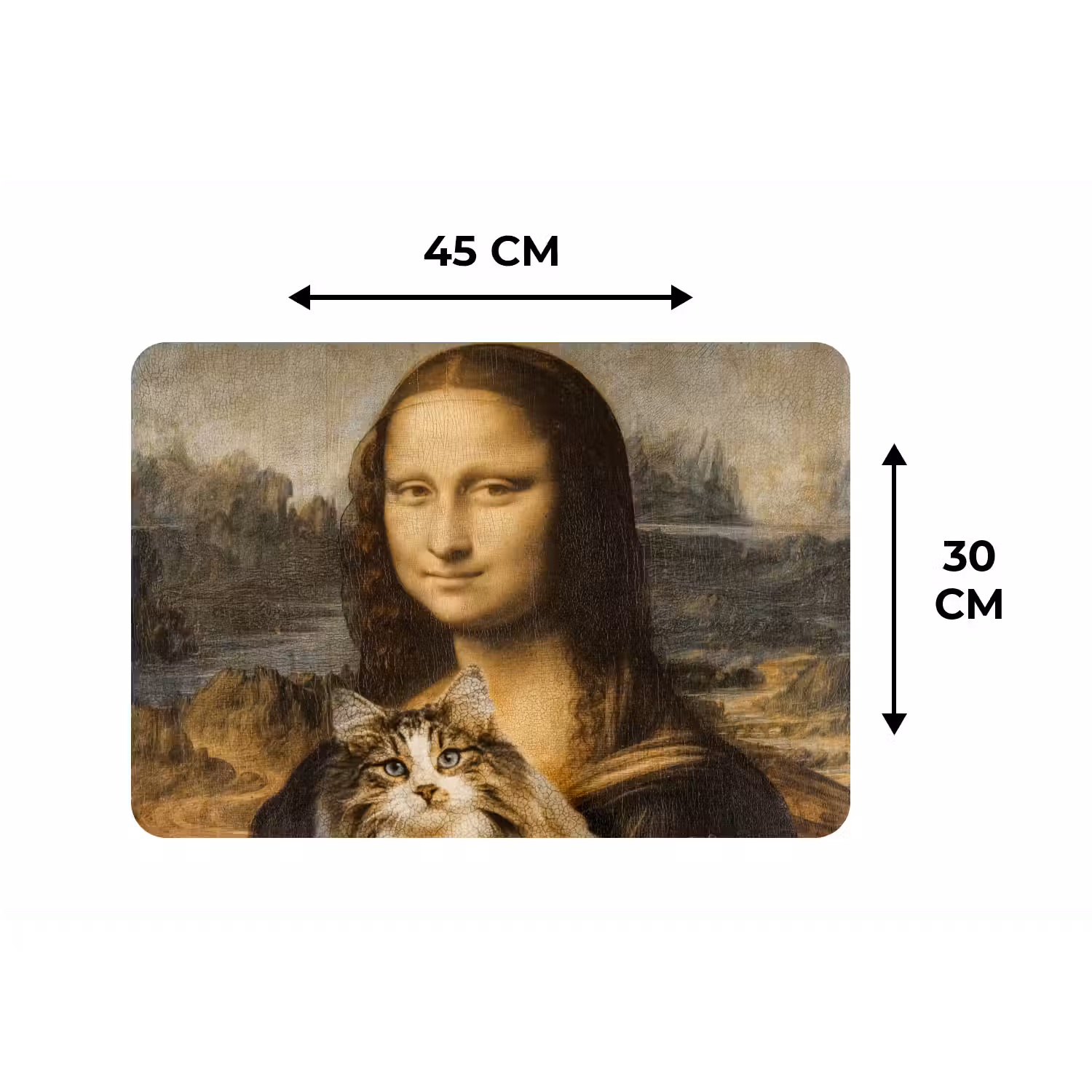 Mona Lisa - Kat - Leonardo da Vinci - Vintage - Kunstwerk - Oude meesters - Schilderij Placemat vinyl groot -specs