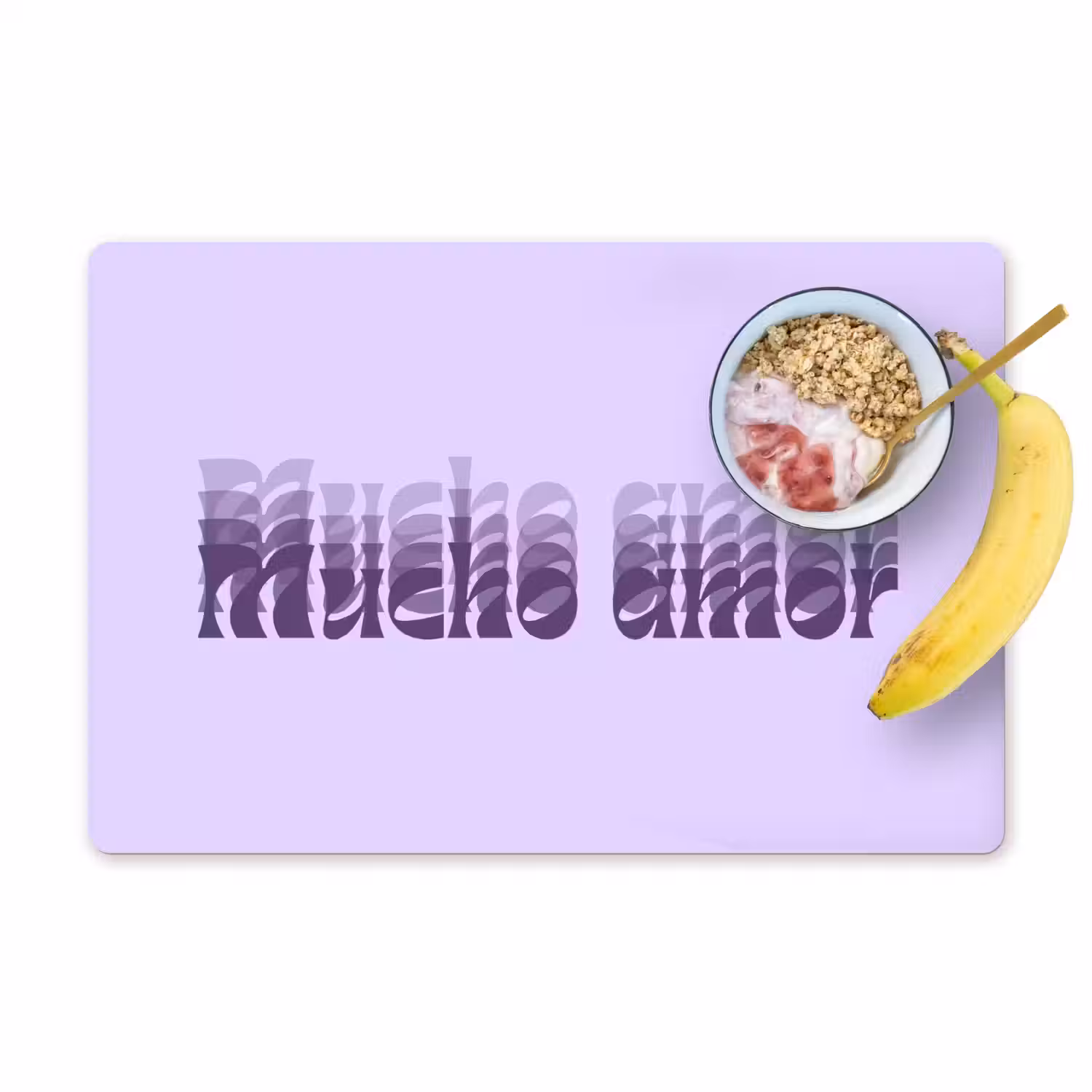 Mucho amor - Paars - Gelaagde letters Placemat vinyl groot -zzzproduct_Kitchenyeah-website