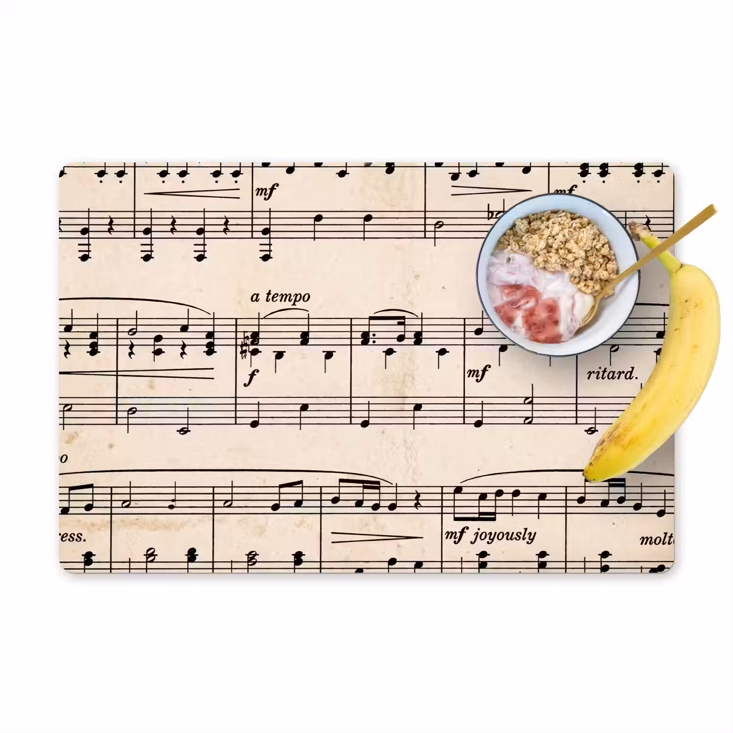 Muzieknotatie - Notenbalken - Kunst - Klassiek - Beige Placemat vinyl groot -zzzproduct_Kitchenyeah-website
