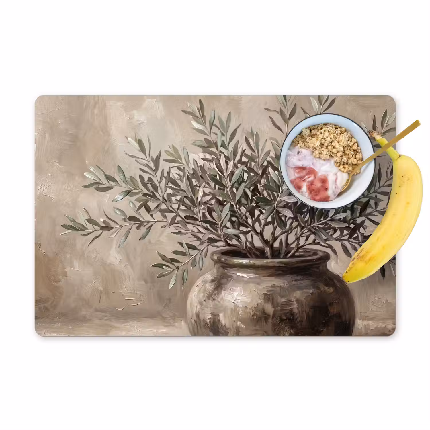 Olijfplant - Aardenpot - Abstract - Beige Placemat vinyl groot -zzzproduct_Kitchenyeah-website