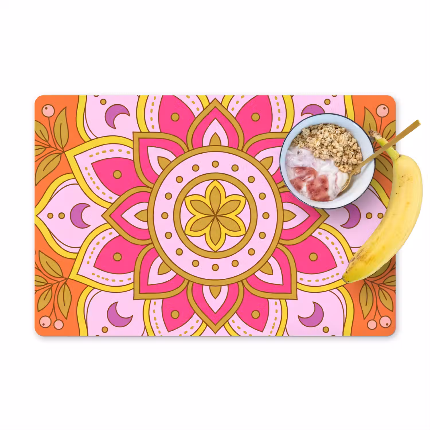 Patroon - Bloemmotief - Decoratie - Abstract - Roze Placemat vinyl groot -zzzproduct_Kitchenyeah-website