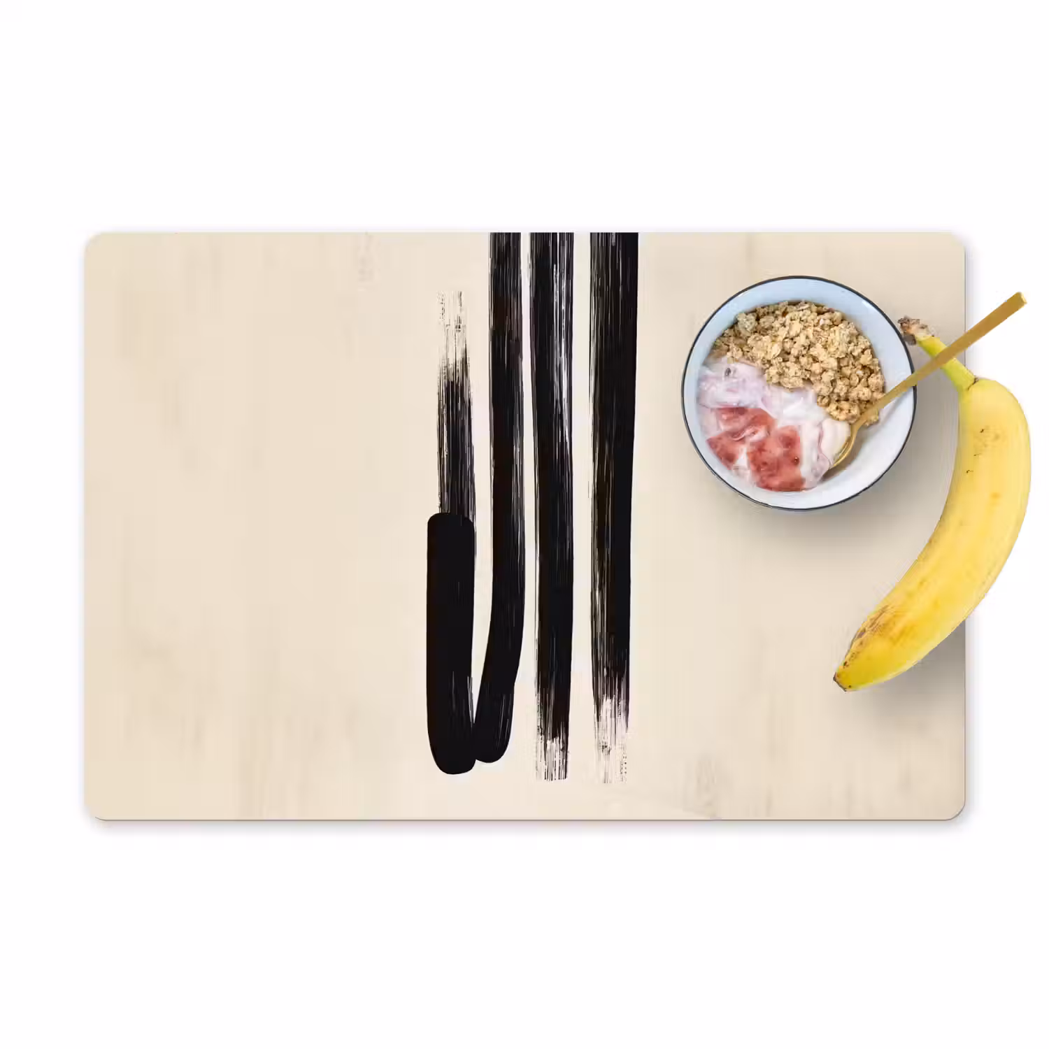 Penseelstreken - Verticaal - Zwart Placemat vinyl groot -zzzproduct_Kitchenyeah-website