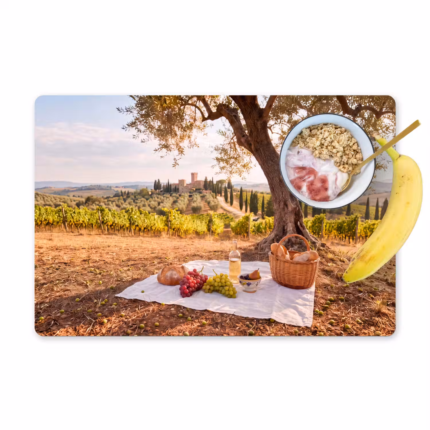 Picknick - Wijngaard - Landschap - Zomer - Eten Placemat vinyl groot -zzzproduct_Kitchenyeah-website