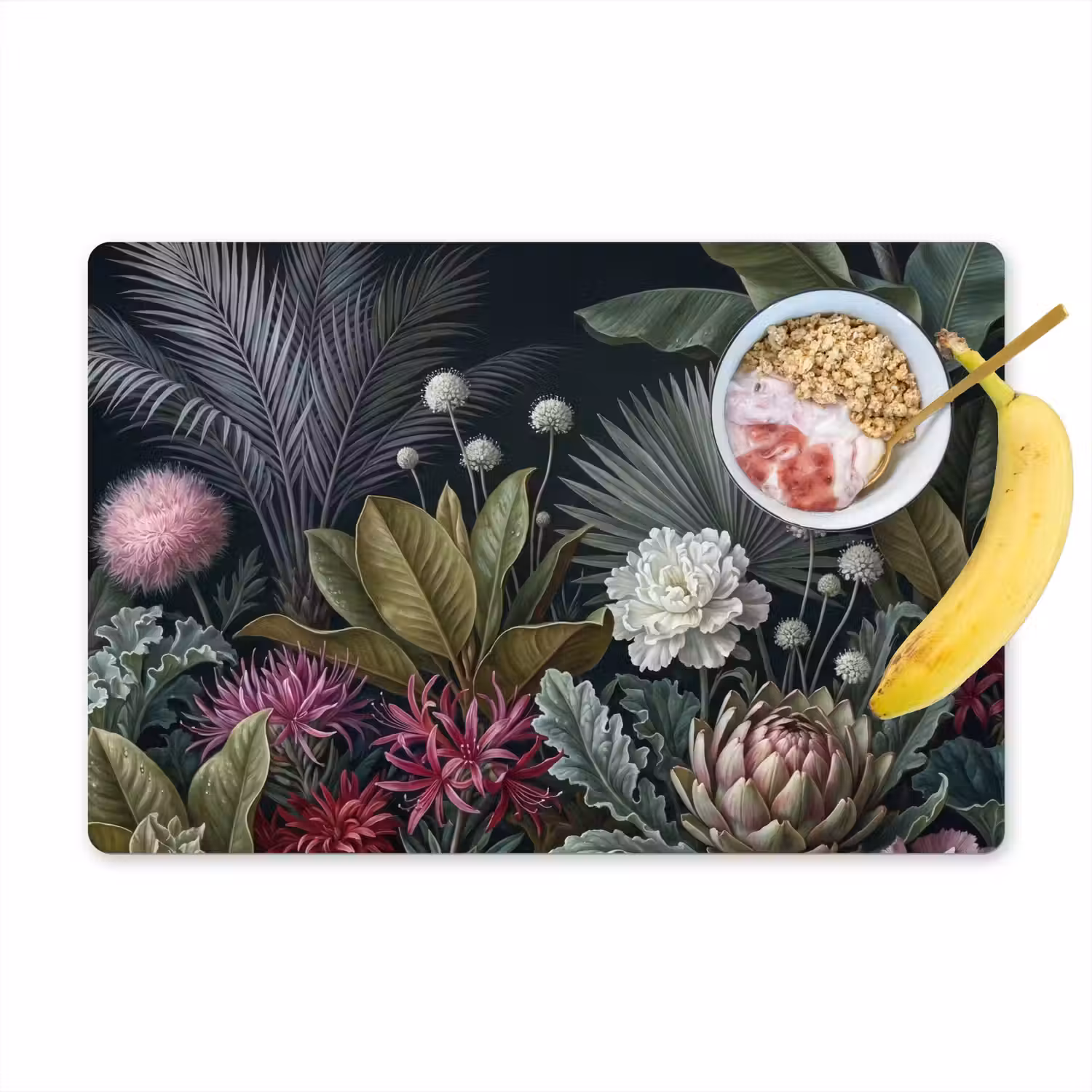 Planten - Tropisch - Botanisch - Donker - Groen Placemat vinyl groot -zzzproduct_Kitchenyeah-website