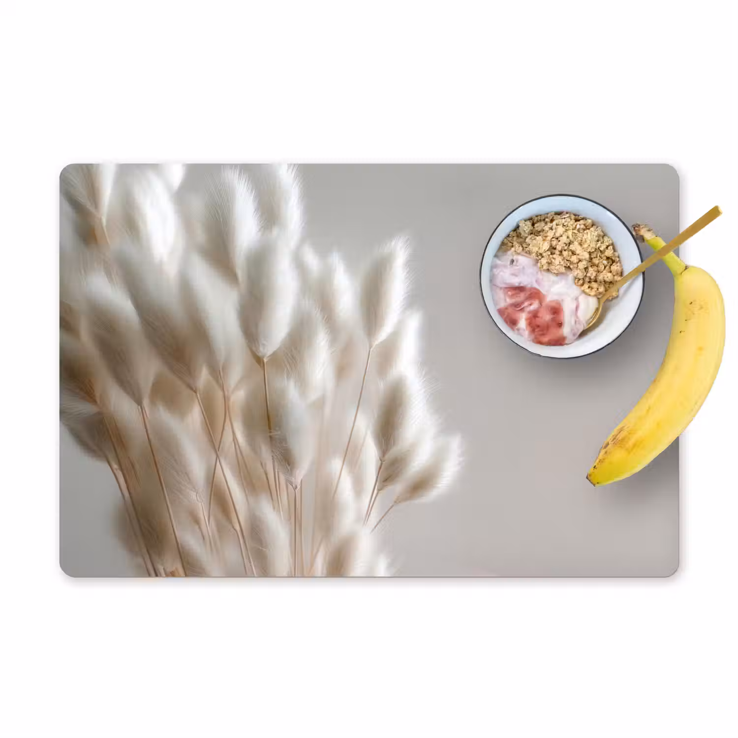 Pluimen - Beige - Minimalistisch Placemat vinyl groot -zzzproduct_Kitchenyeah-website