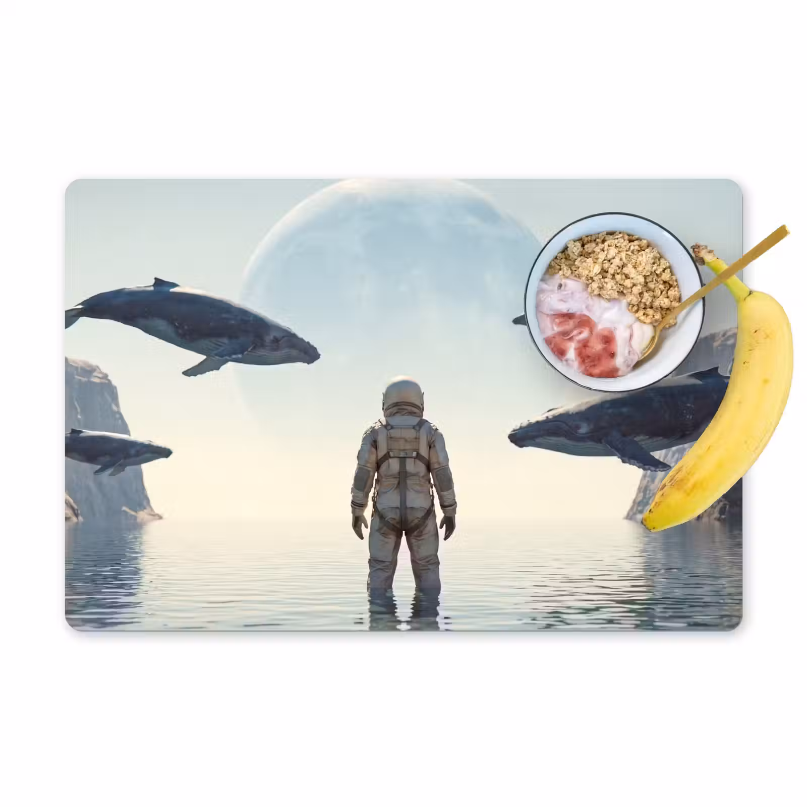 Placemat - 6 stuks - Ruimtevaarder - Walvis - Fantasie - Ruimtevaarder - Walvis - Fantasie Placemat vinyl groot