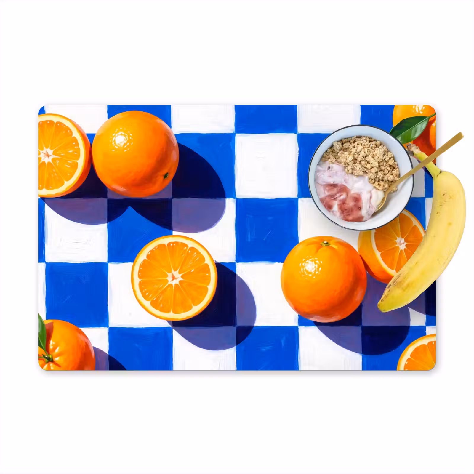 Placemat - 6 stuks - Sinaasappel - Geruit - Eten - Sinaasappel - Geruit - Eten Placemat vinyl groot