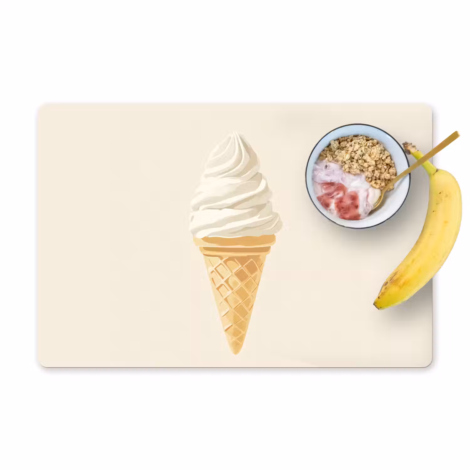 Softijs - Hoorntje - Wit Placemat vinyl groot -zzzproduct_Kitchenyeah-website