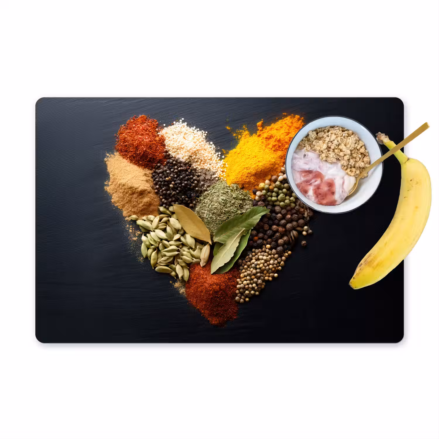 Specerijen - Mix - Hartvorm - Zwart Placemat vinyl groot -zzzproduct_Kitchenyeah-website