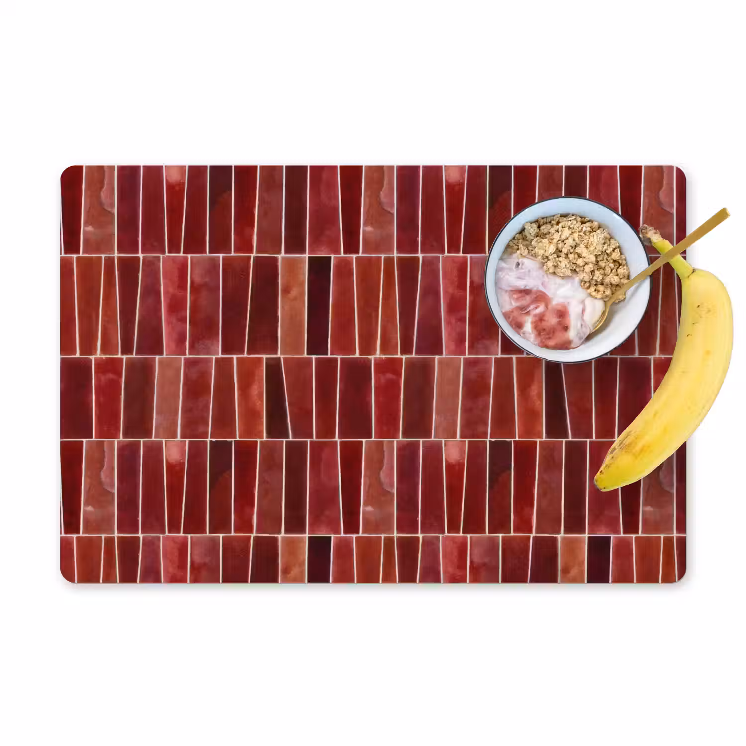 Tegels - Modern - Structuur - Dieprood Placemat vinyl groot 368 -zzzproduct_Kitchenyeah-website