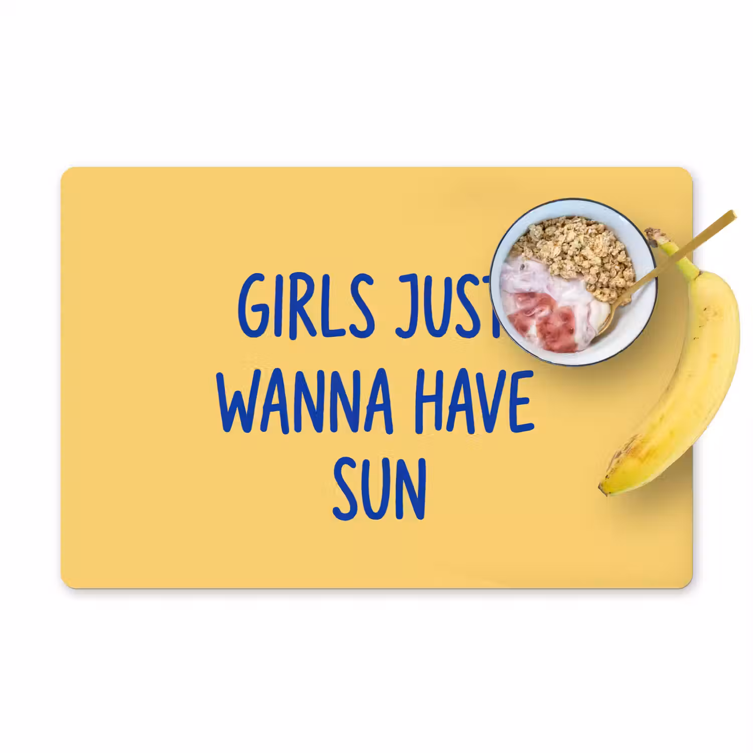 Tekst - Zon - Zomer - Modern - Geel Placemat vinyl groot -zzzproduct_Kitchenyeah-website