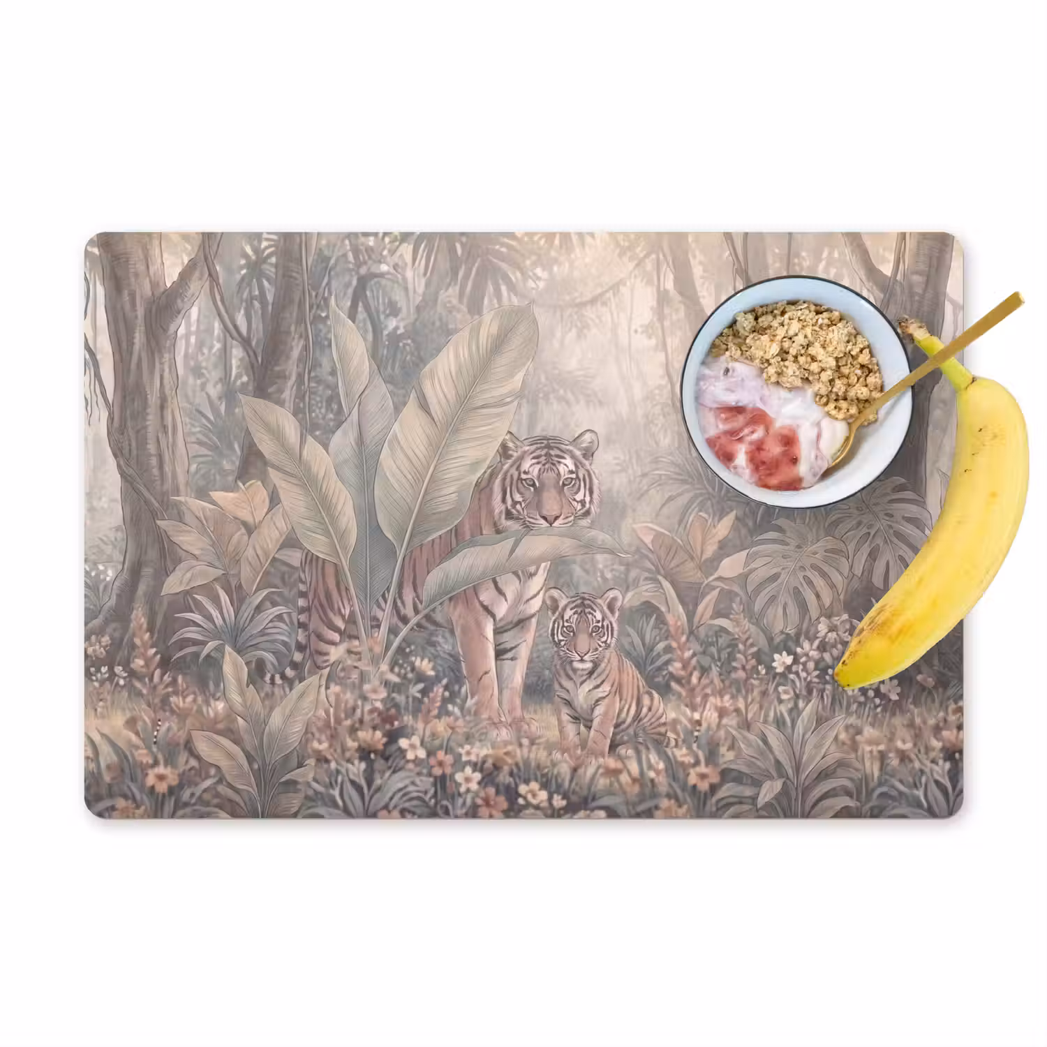 Tijger - Welp - Jungle - Illustratie - Dieren Placemat vinyl groot -zzzproduct_Kitchenyeah-website