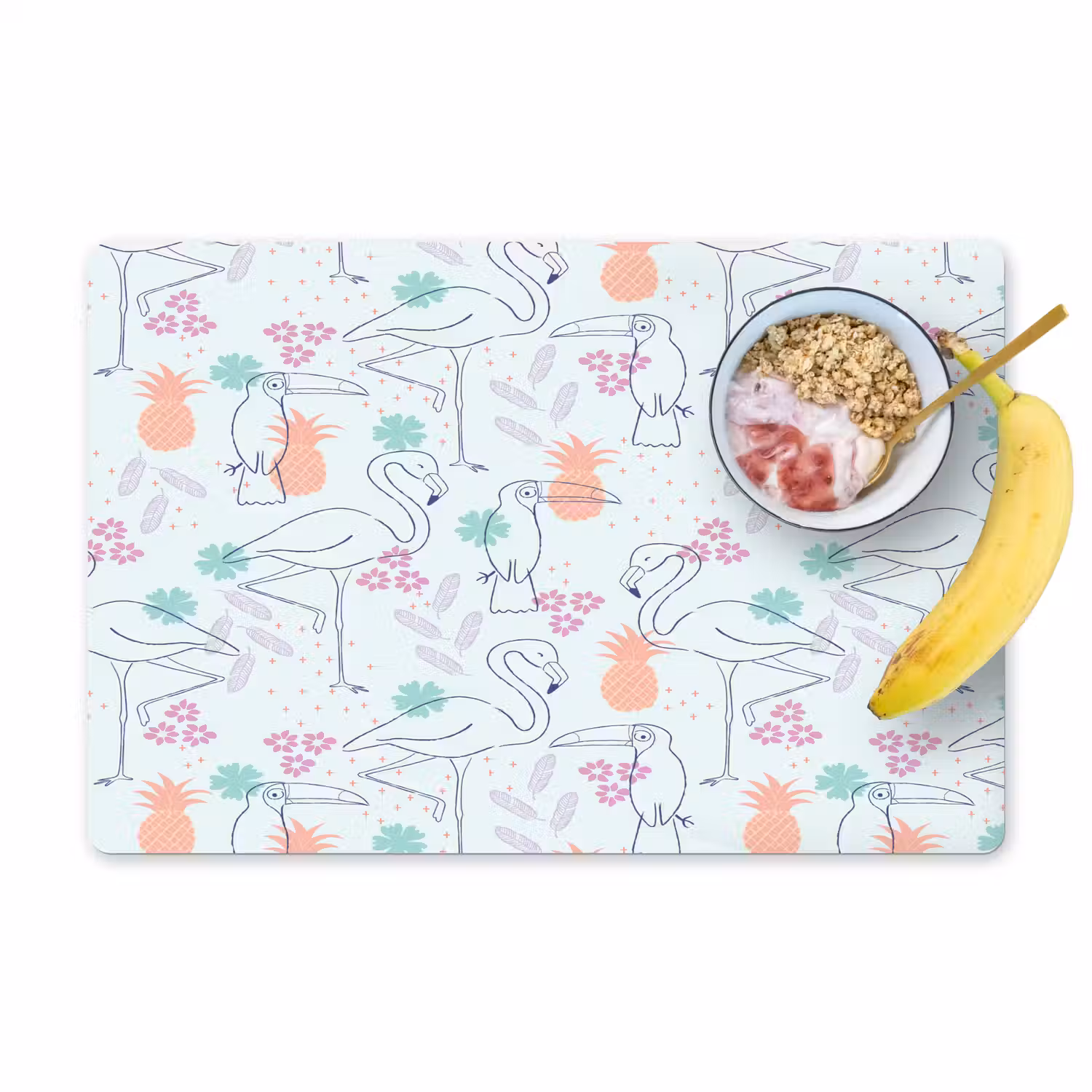 Tropisch - Vogels - Ananas Placemat vinyl groot 368 -zzzproduct_Kitchenyeah-website