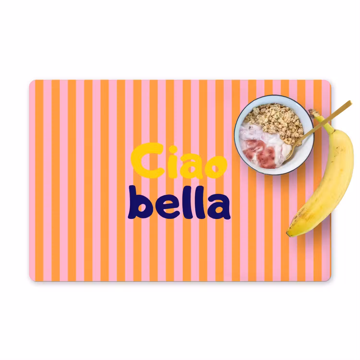 Verticaal - Strepen - Oranje - Ciao bella Placemat vinyl groot -zzzproduct_Kitchenyeah-website