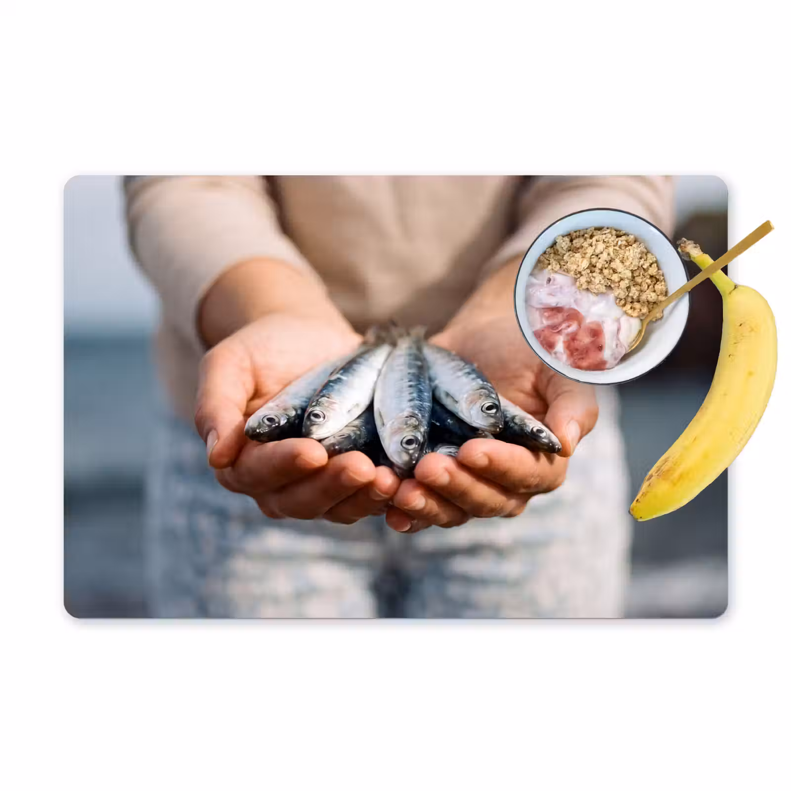 Placemat - 6 stuks - Vis - Handen - Natuur - Vis - Handen - Natuur Placemat vinyl groot