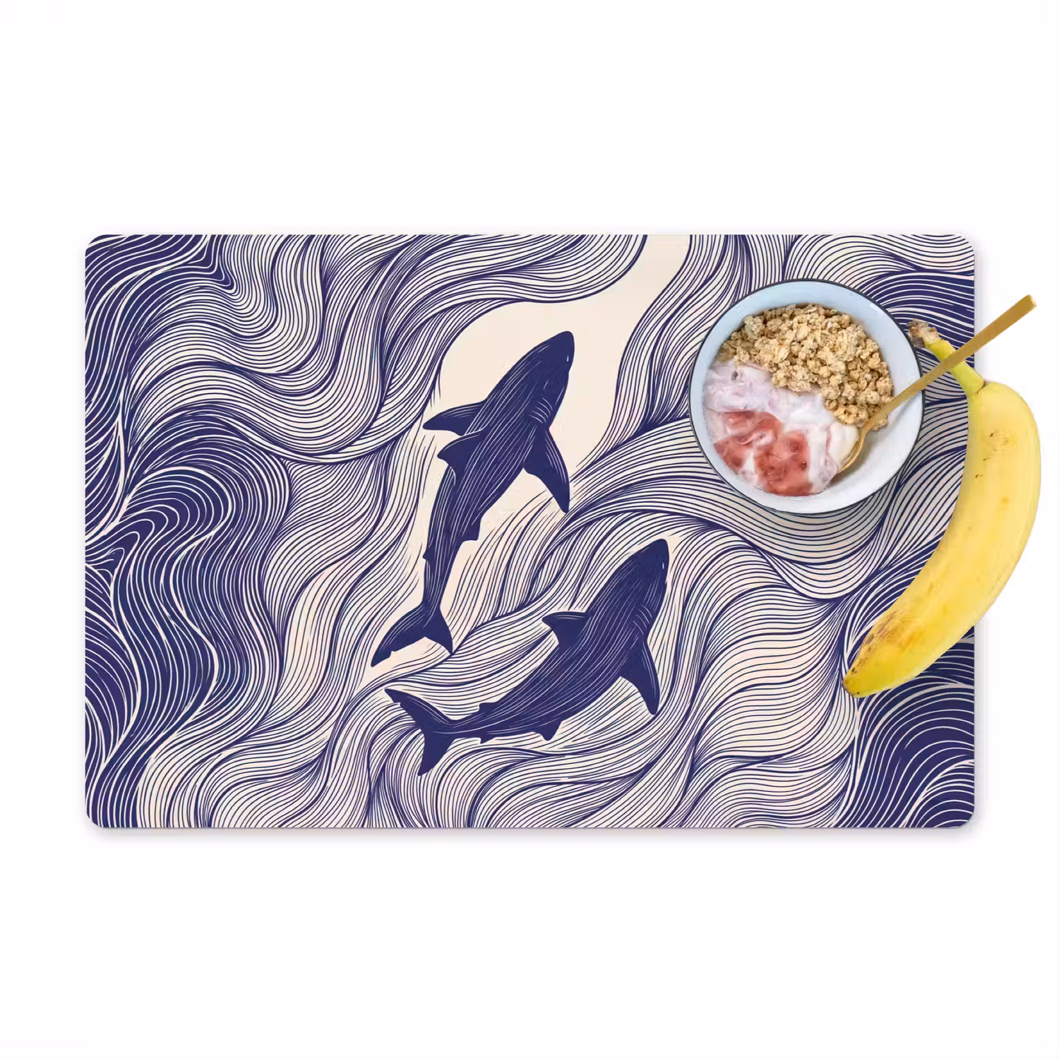 Vis - Oceaan - Lijntekening - Blauw - Dieren Placemat vinyl groot -zzzproduct_Kitchenyeah-website