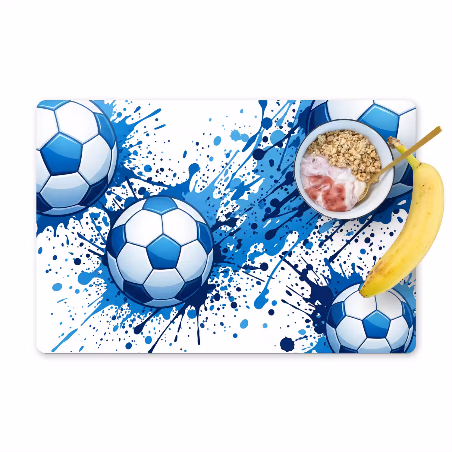 Voetballen - Verf - Sport - Blauw Placemat vinyl groot -zzzproduct_Kitchenyeah-website