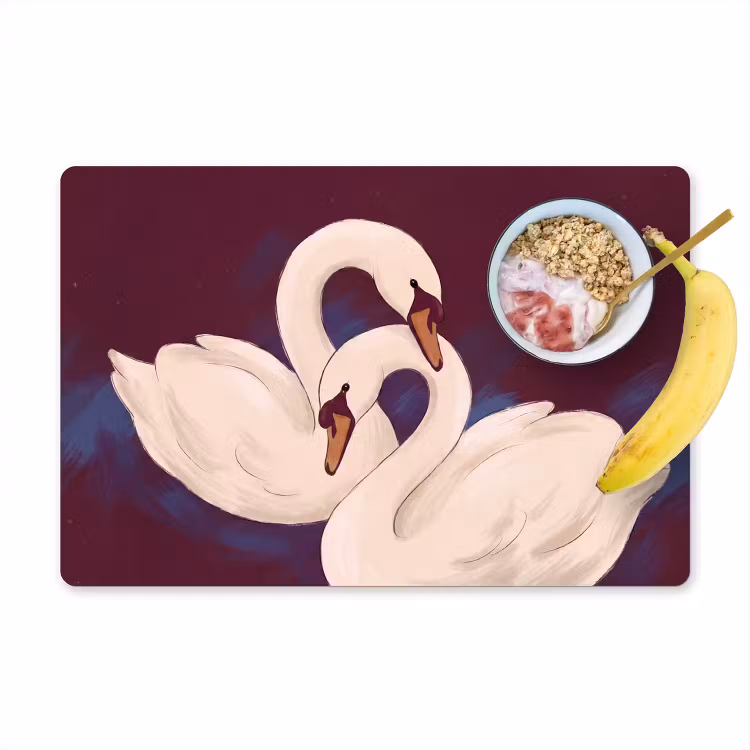 Vogel - Koppel - Liefde - Abstract - Wit Placemat vinyl groot -zzzproduct_Kitchenyeah-website