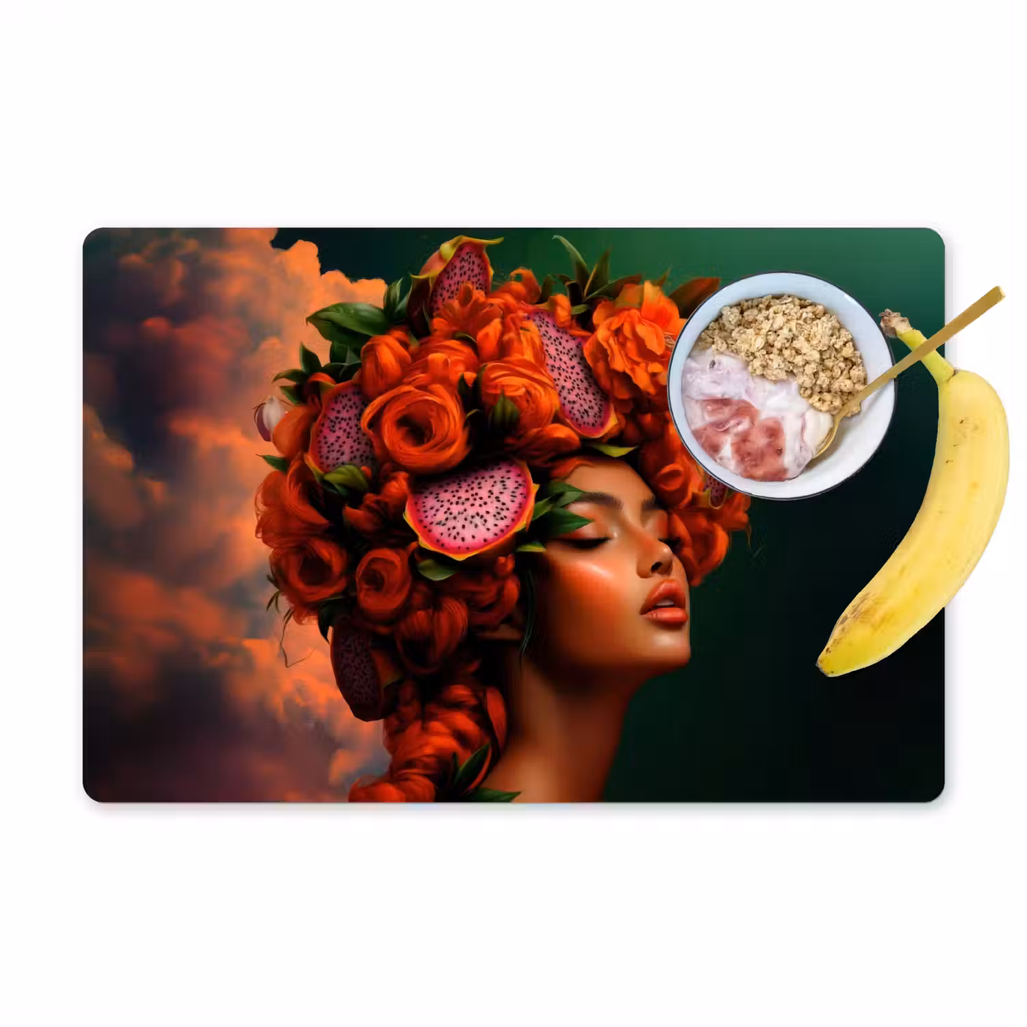 Vrouw - Drankenfruit - Rozen Placemat vinyl groot -zzzproduct_Kitchenyeah-website