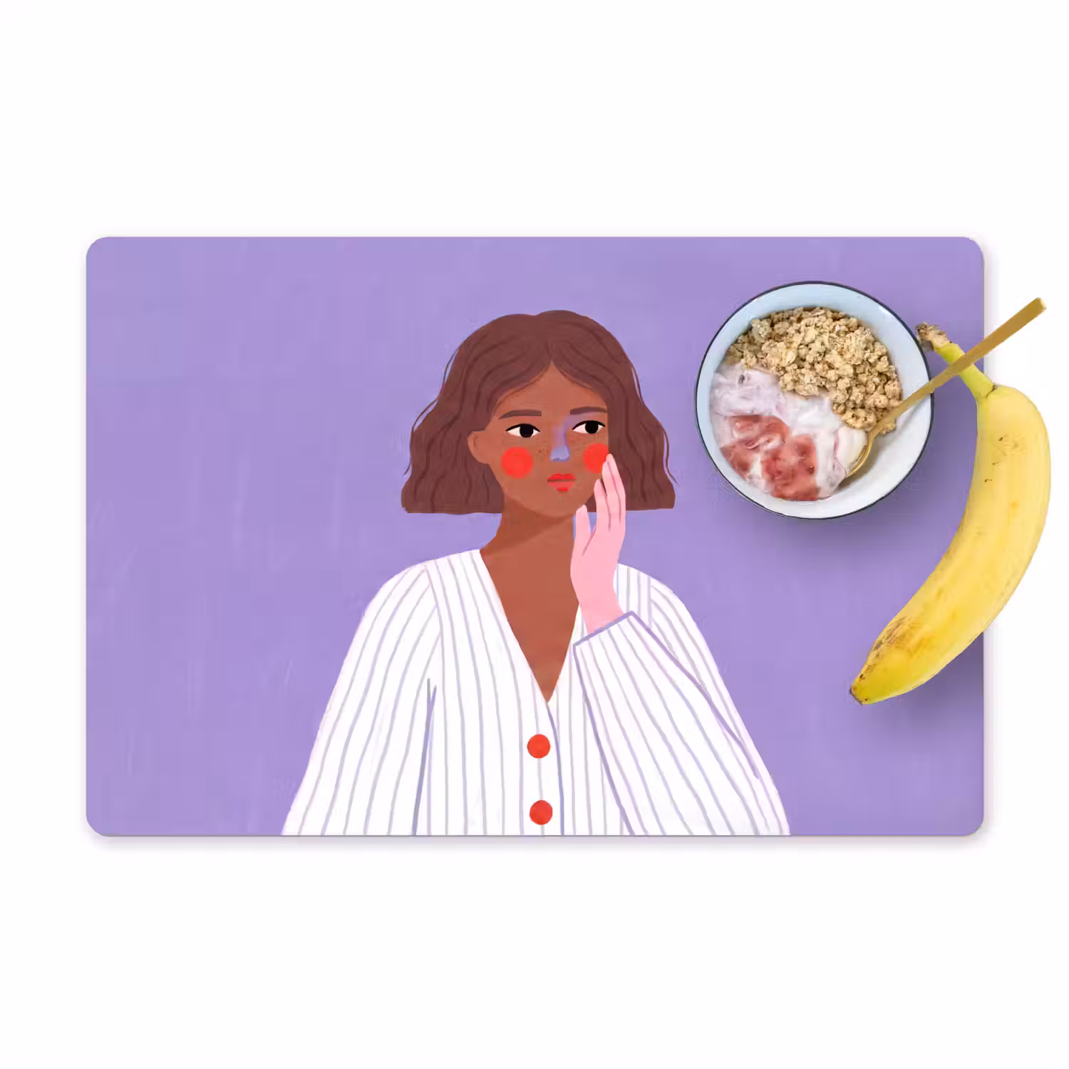 Vrouw - Gezicht - Mensen - Abstract - Kleurrijk Placemat vinyl groot -zzzproduct_Kitchenyeah-website