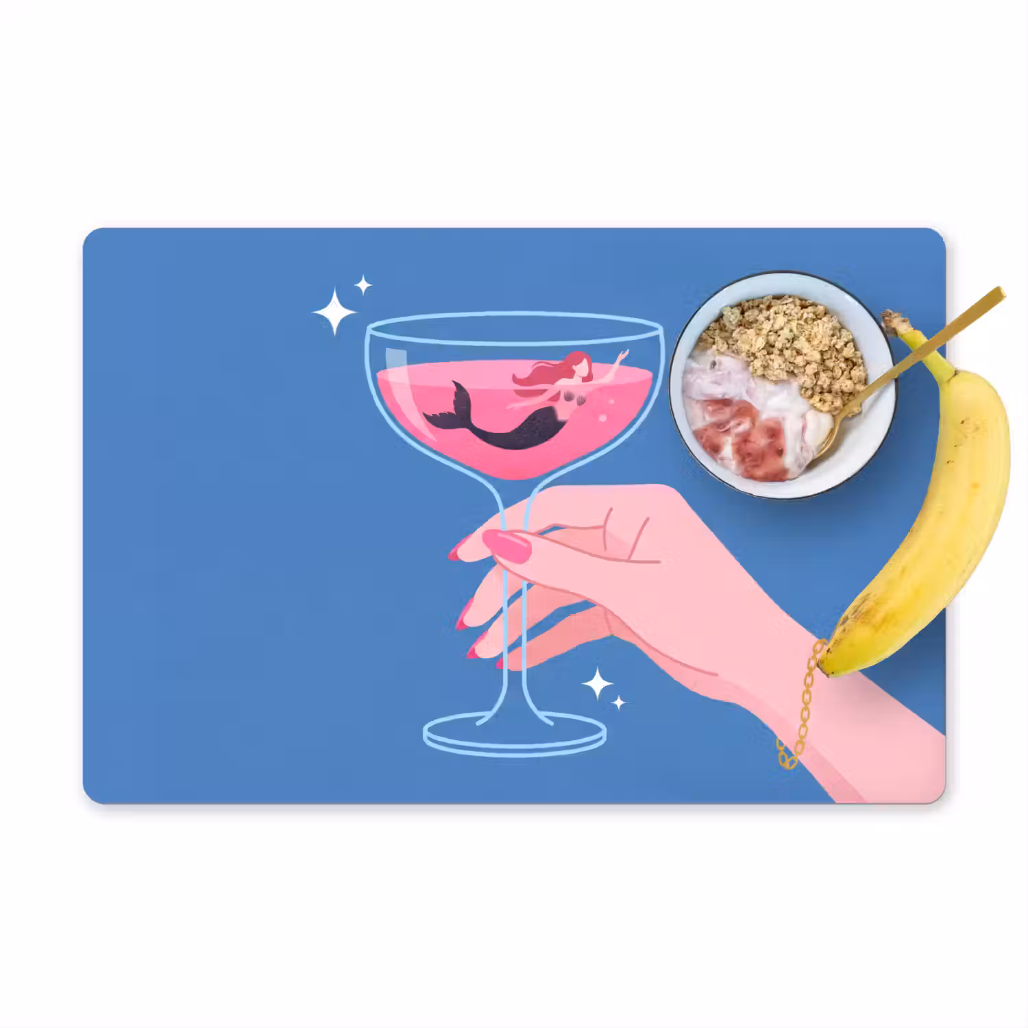 Vrouw - Glas - Abstract - Roze - Blauw Placemat vinyl groot -zzzproduct_Kitchenyeah-website